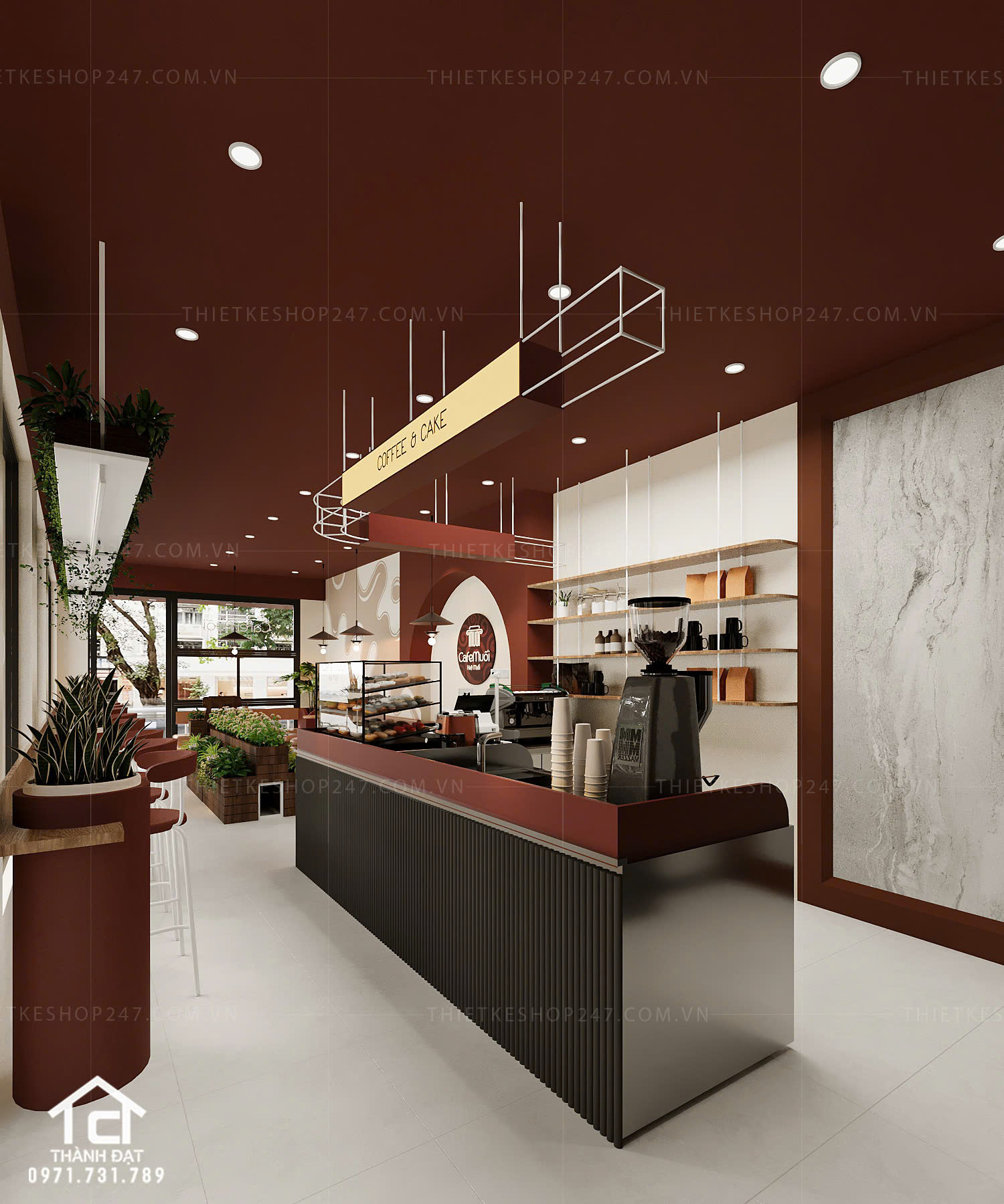 thiết kế quán cafe đẹp lung linh
