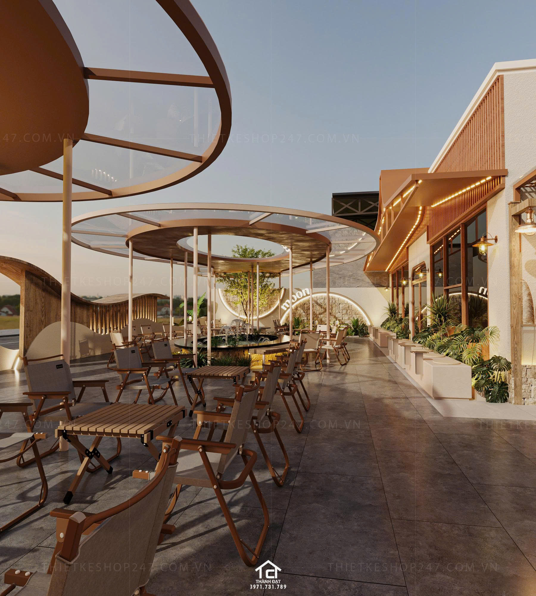 thiết kế quán cafe đẹp lung linh