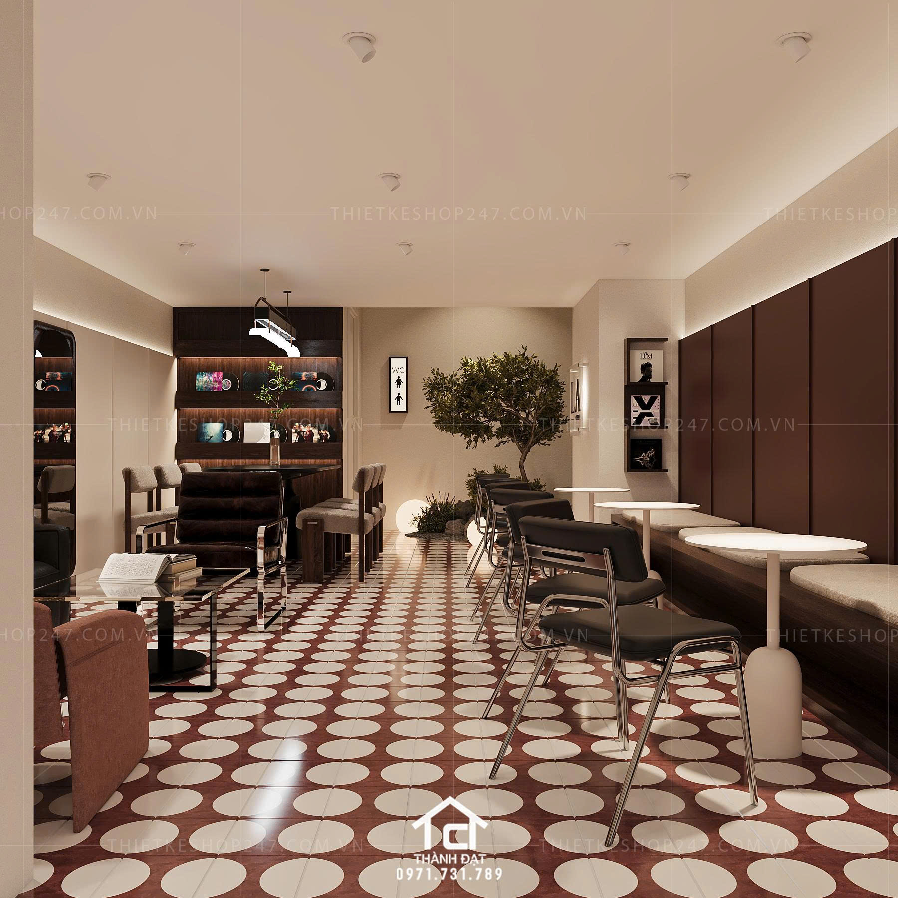 thiết kế quán cafe đẹp lung linh