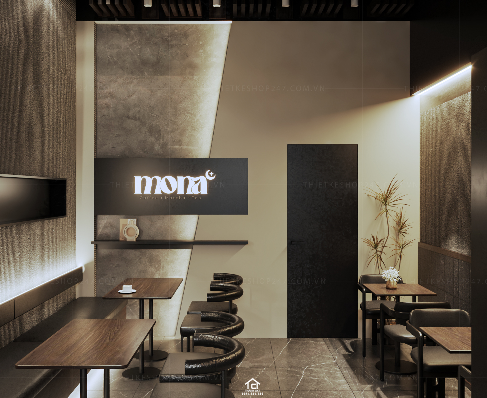 thiết kế quán cafe đẹp lung linh