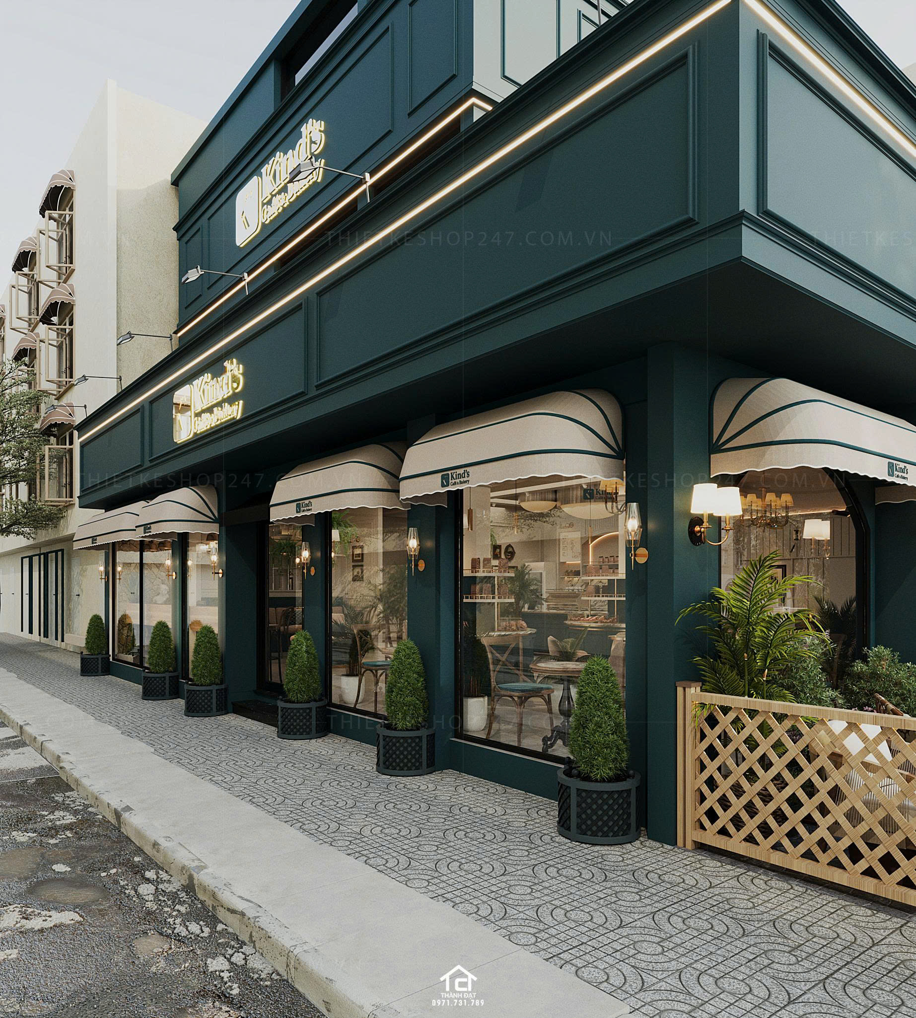 thiết kế quán cafe đẹp màu sắc