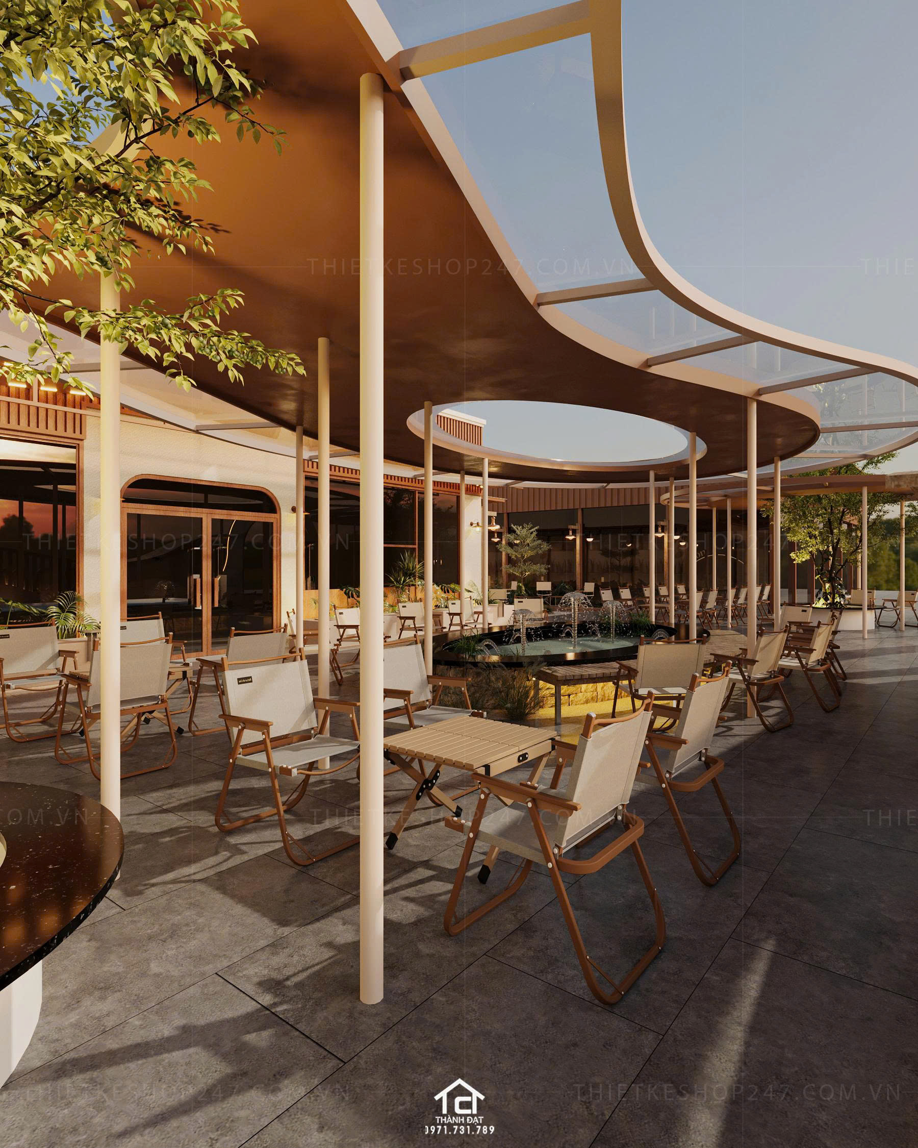 thiết kế quán cafe đẹp mộc mạc