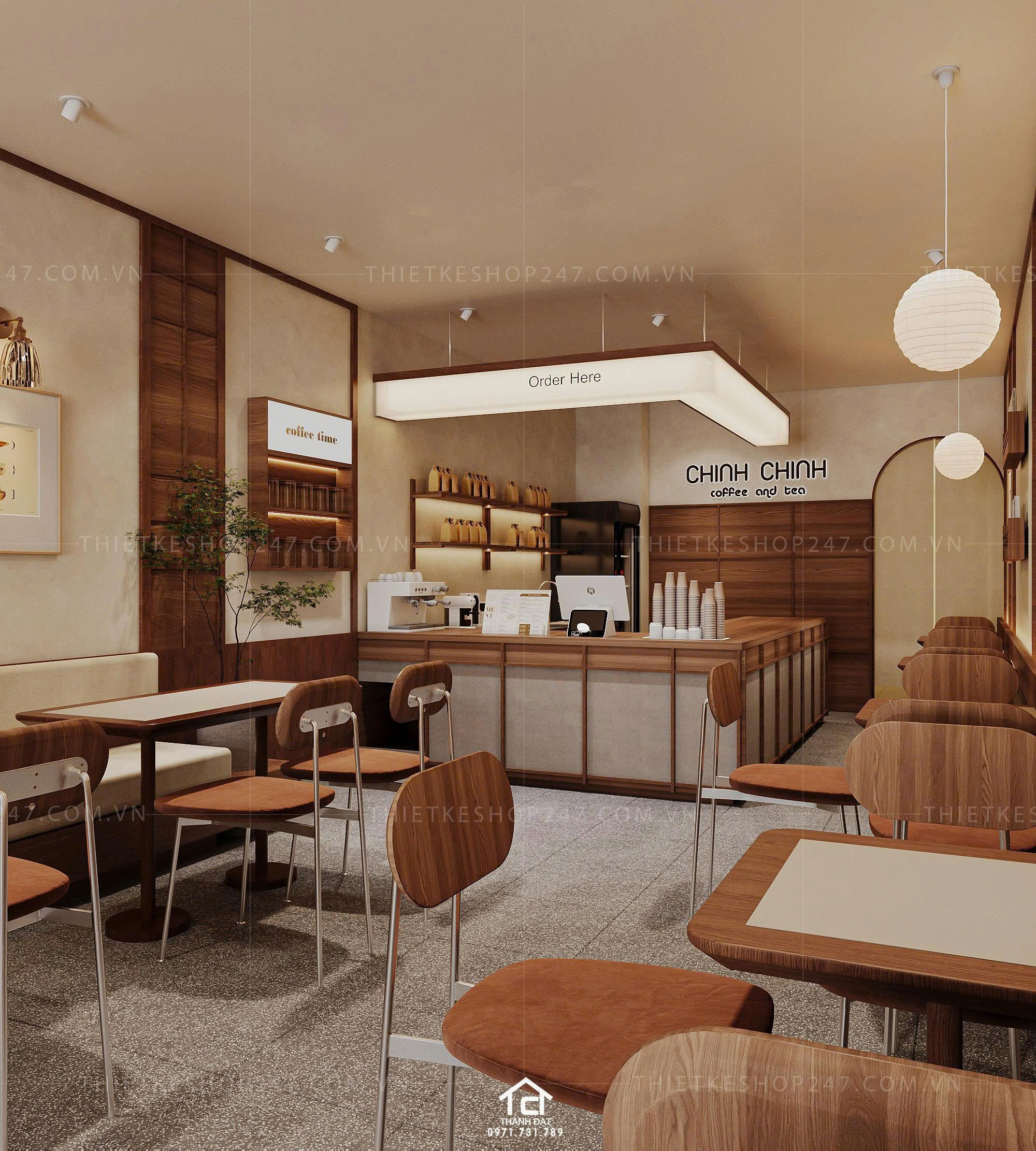 thiết kế quán cafe đẹp năng động