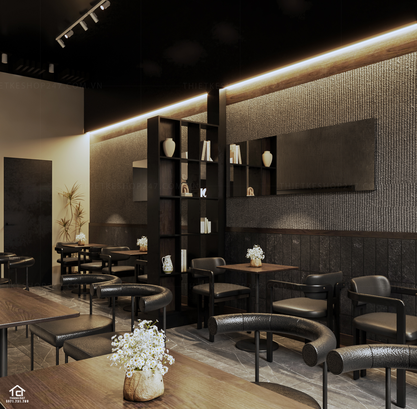thiết kế quán cafe đẹp năng động