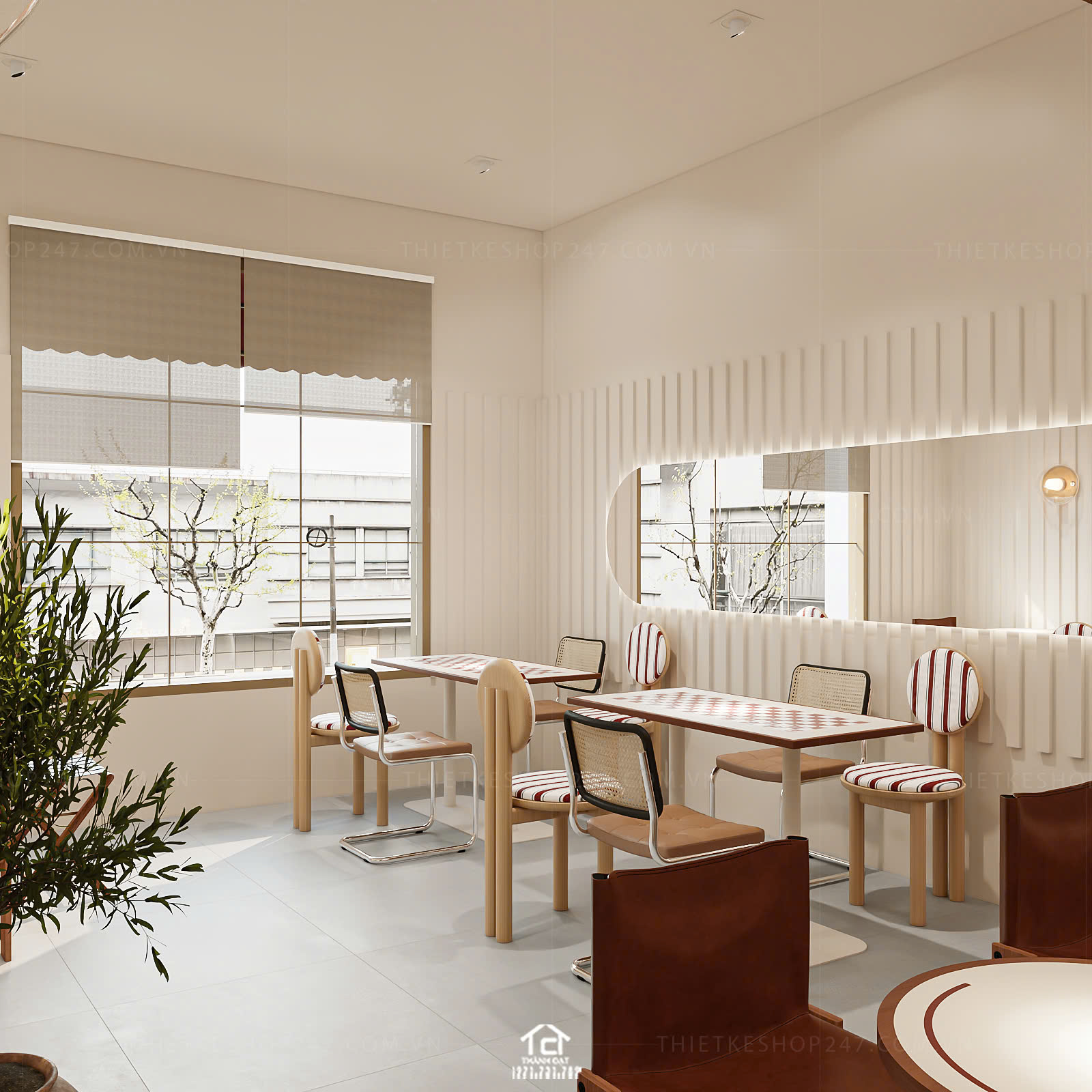 thiết kế quán cafe đẹp rộng lớn