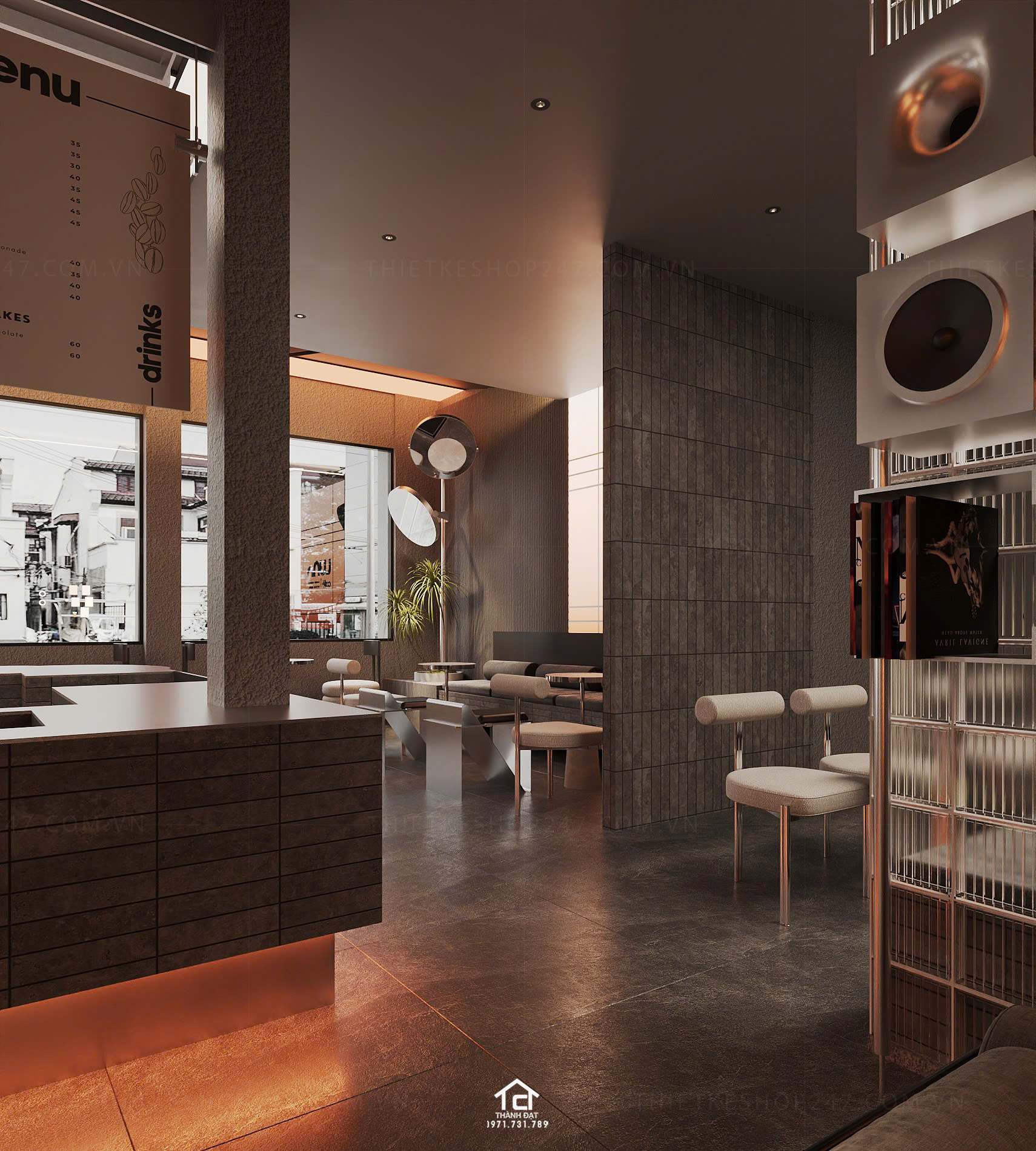 thiết kế quán cafe đẹp sang chảnh