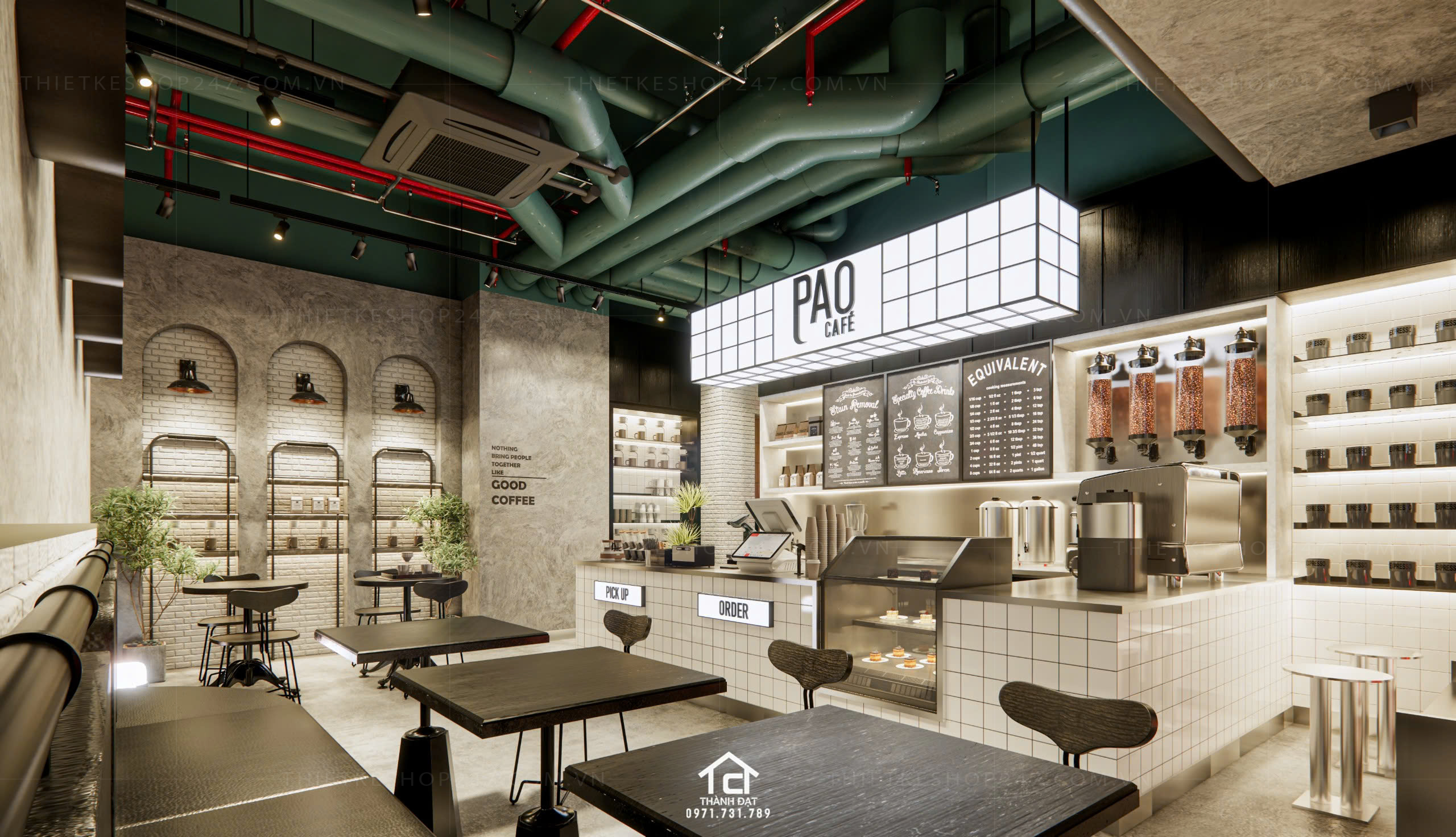 Thiết kế quán cafe đẹp ấn tượng và sang trọng – PAO CAFÉ