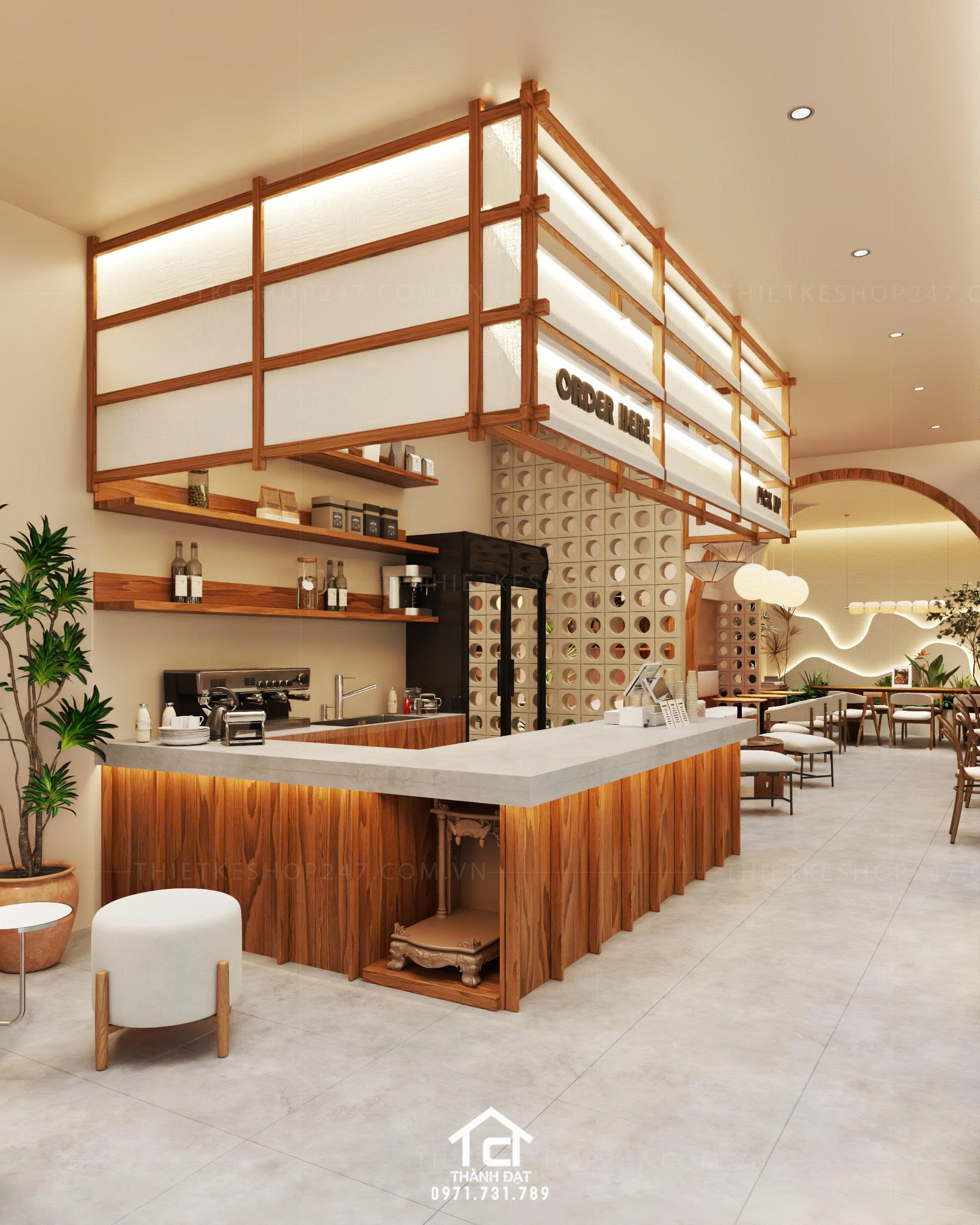 thiết kế quán cafe đẹp thoáng mát
