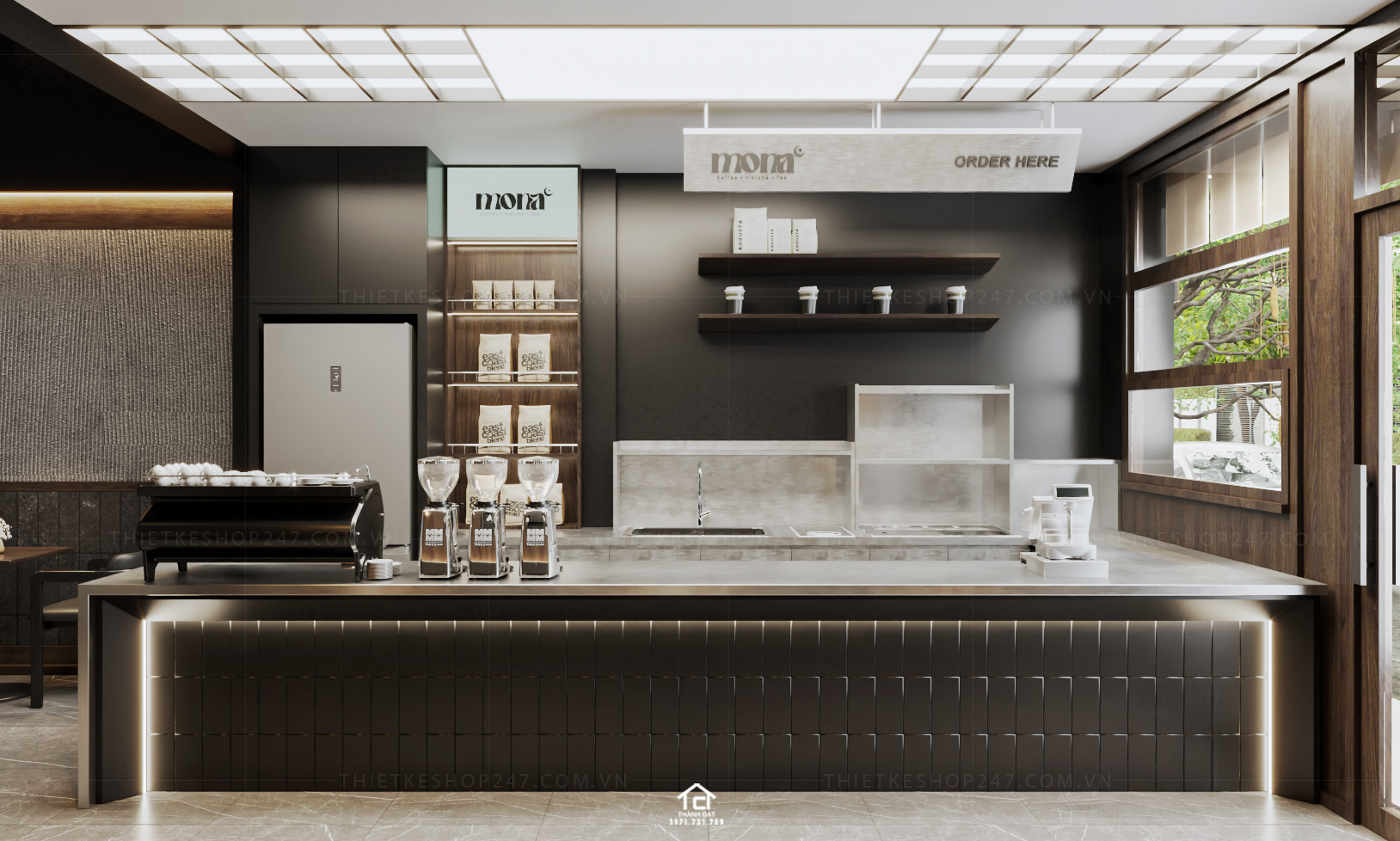 thiết kế quán cafe đẹp thoáng mát