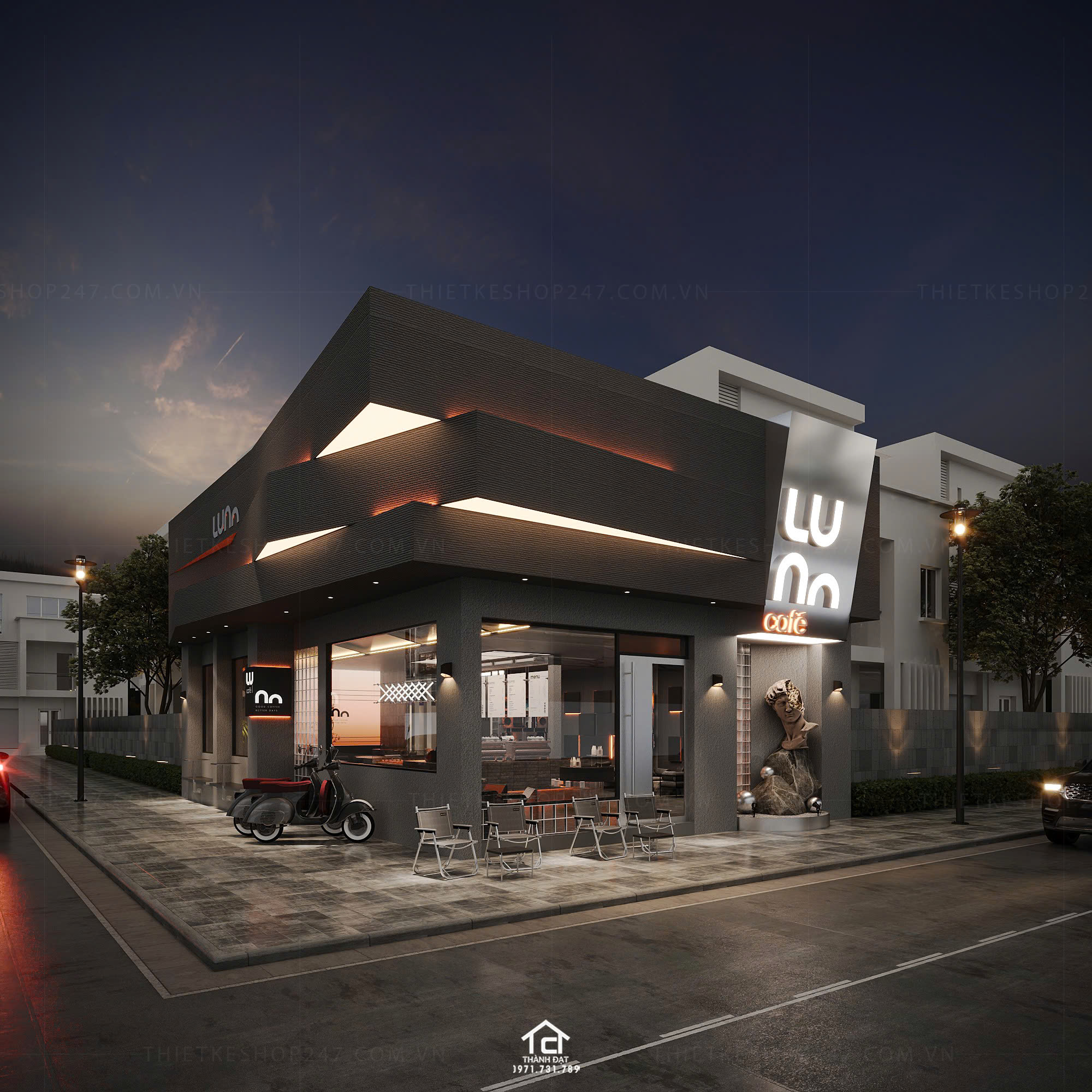 thiết kế quán cafe đẹp thu hút