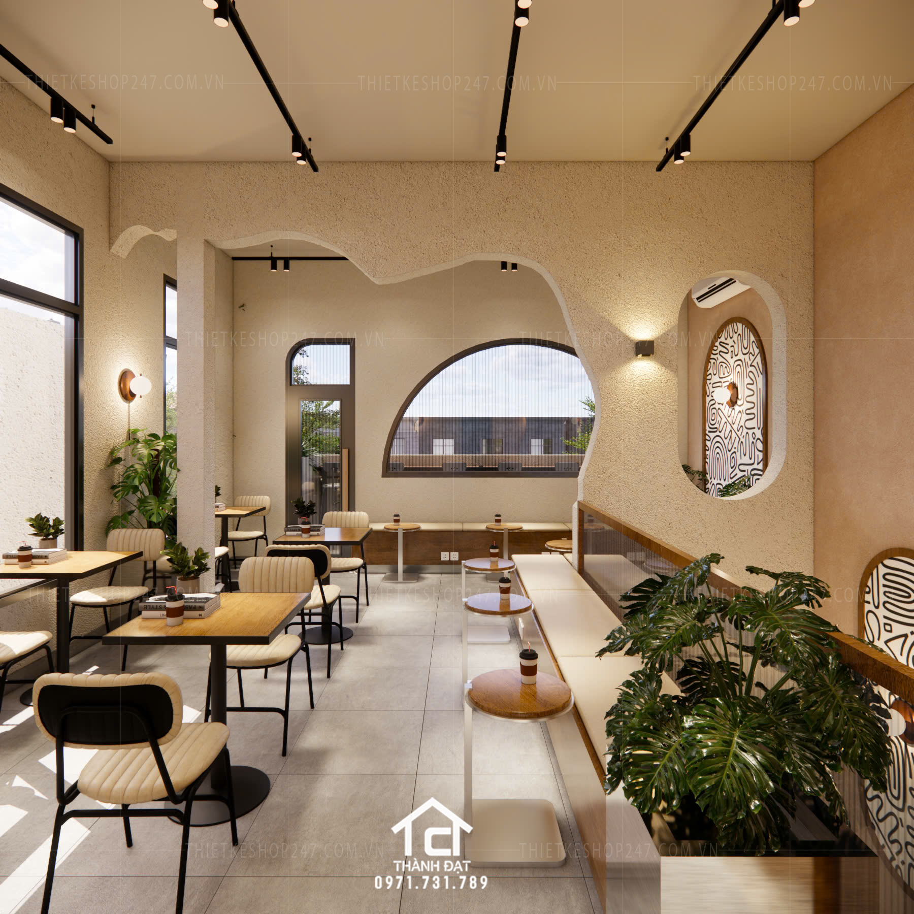 Thiết kế quán cafe đẹp sang trọng và hiện đại – BỤI PHỐ