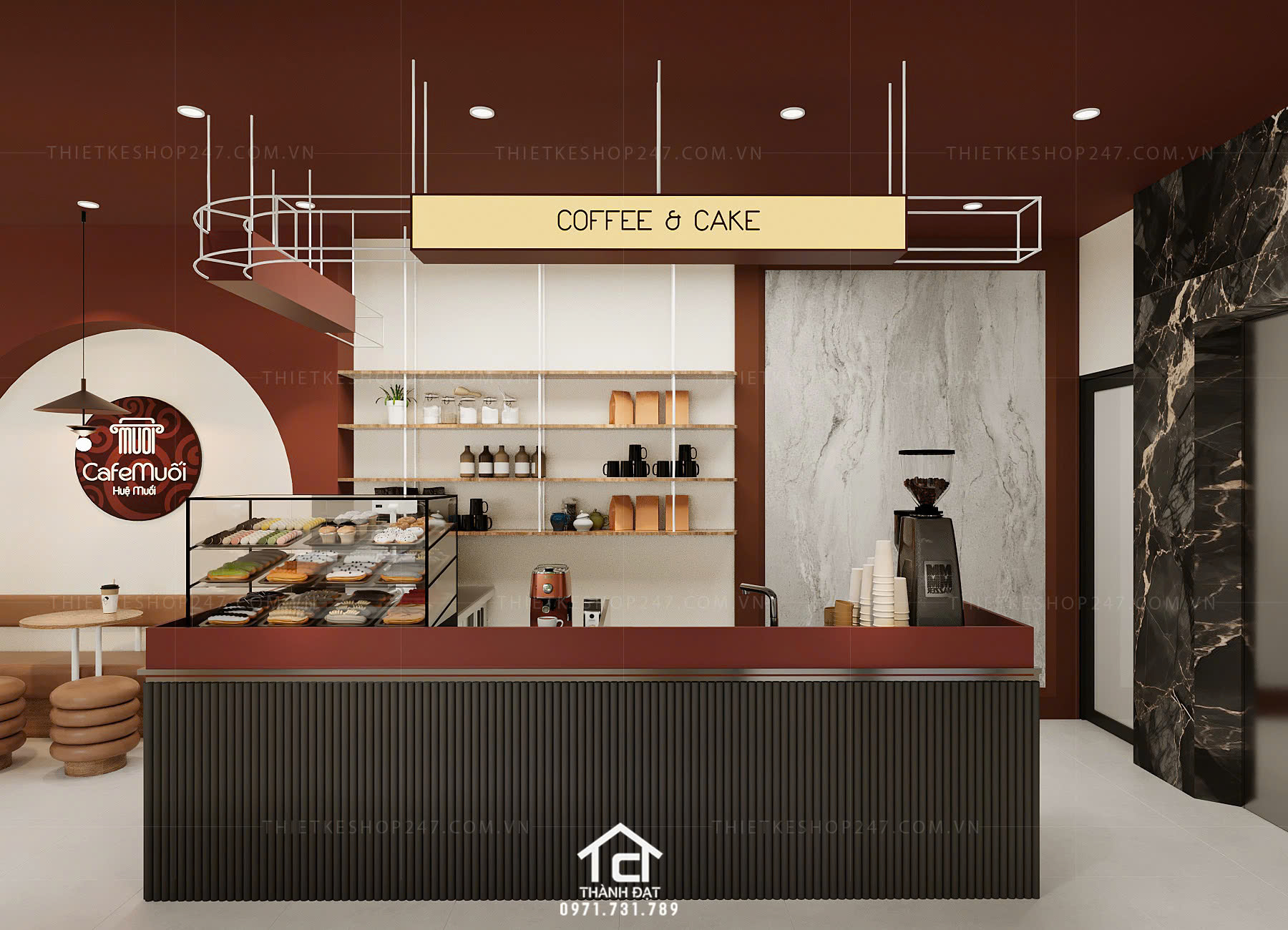thiết kế quán cafe đẹp trẻ trung