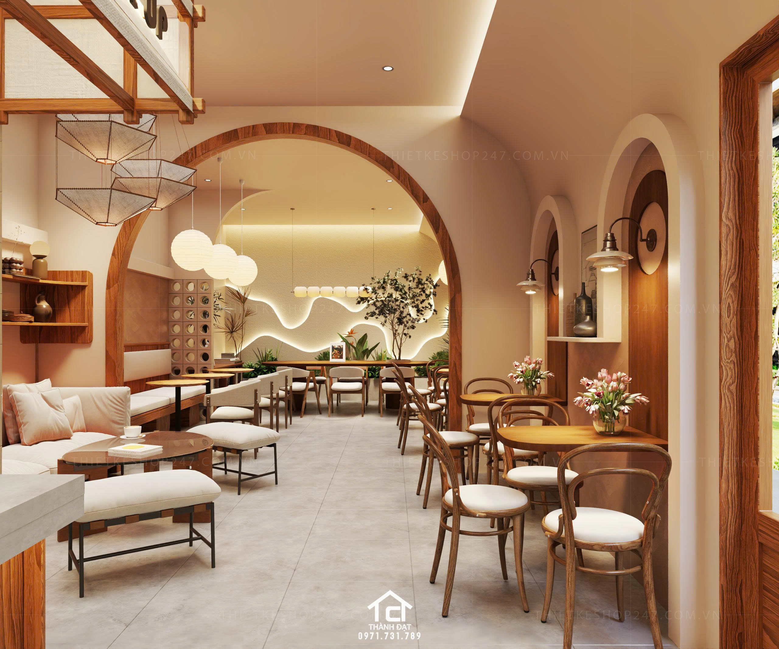 thiết kế quán cafe đẹp trẻ trung