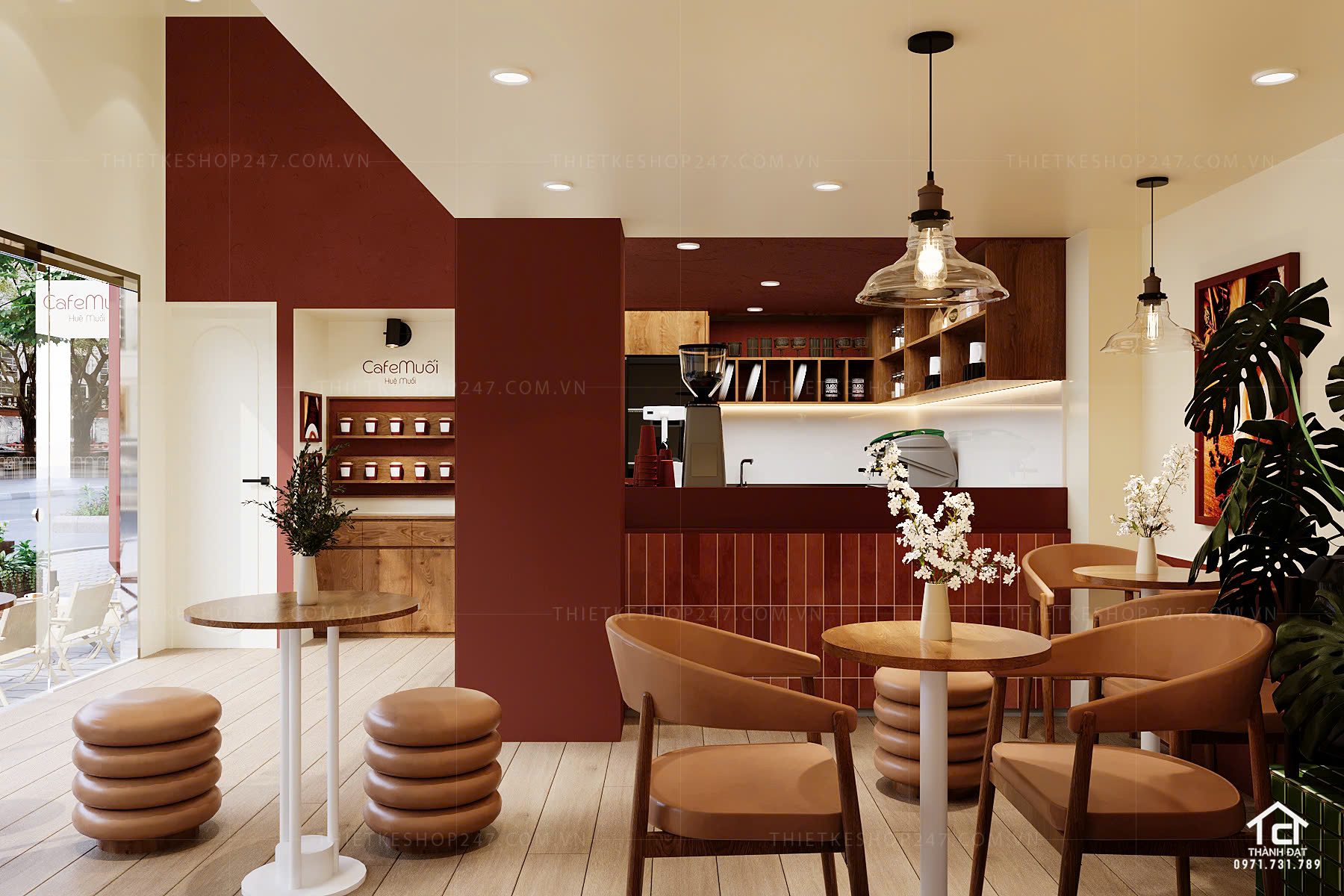 Thiết kế quán cafe đẹp trẻ trung