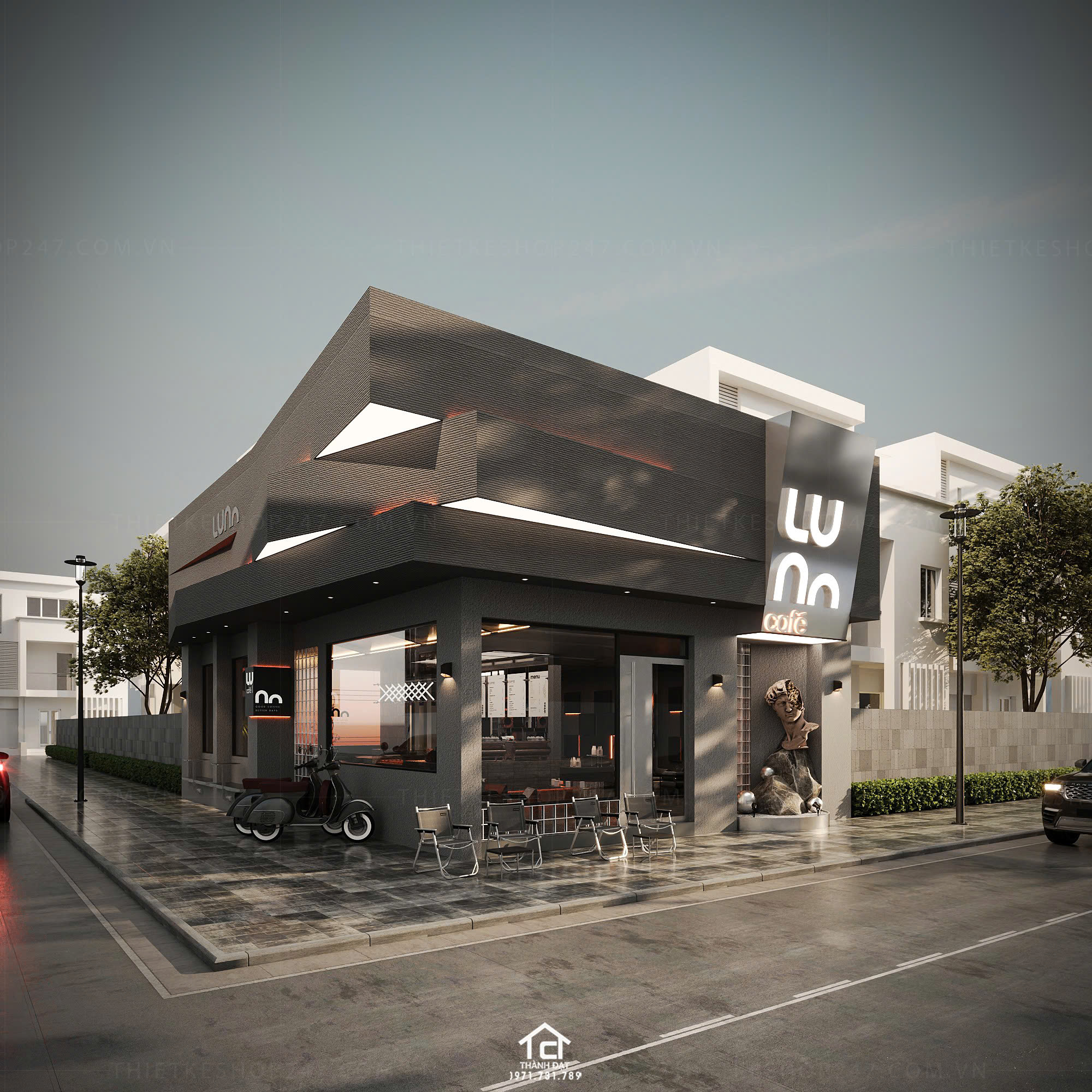 thiết kế quán cafe đẹp trẻ trung