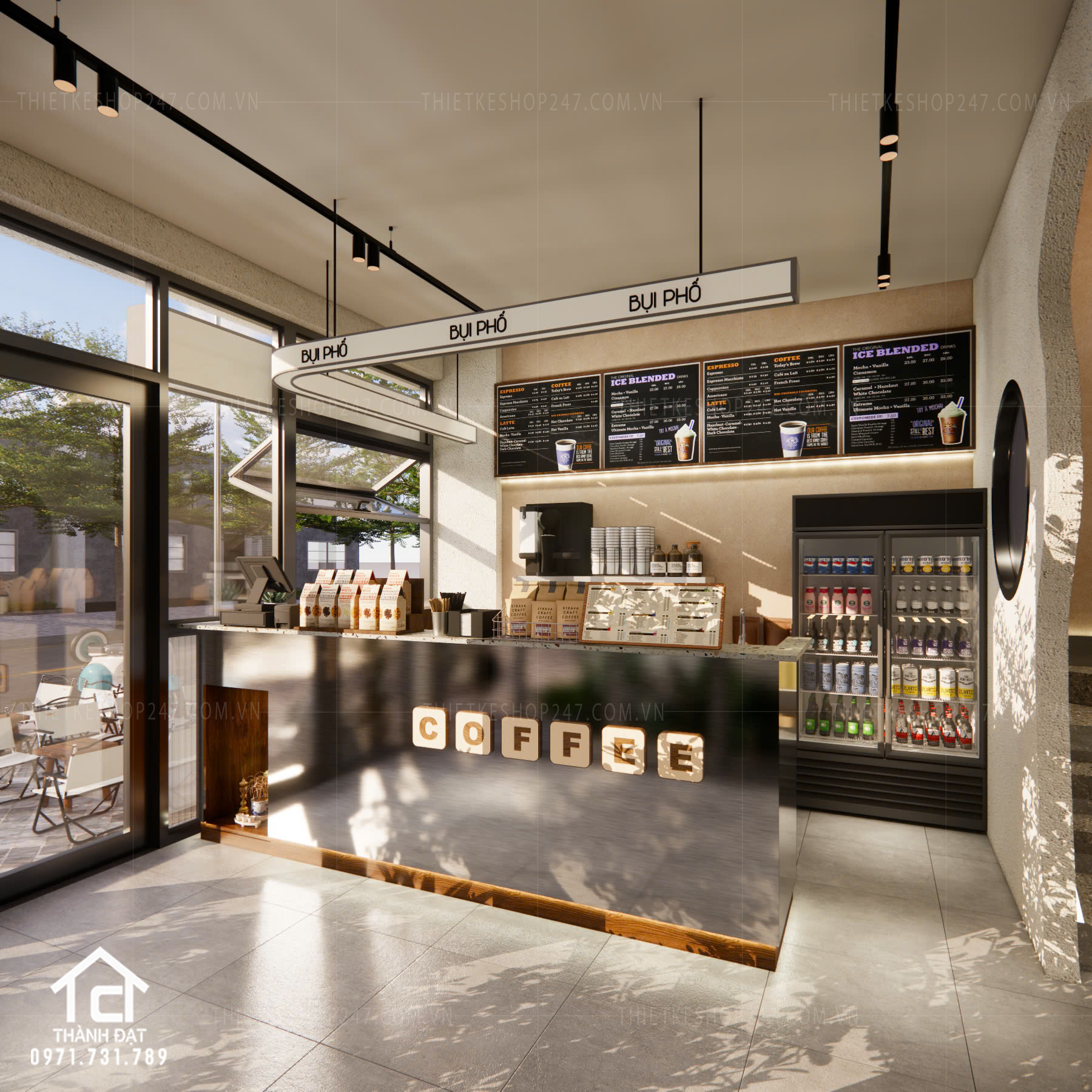 Thiết kế quán cafe đẹp sang trọng và hiện đại – BỤI PHỐ