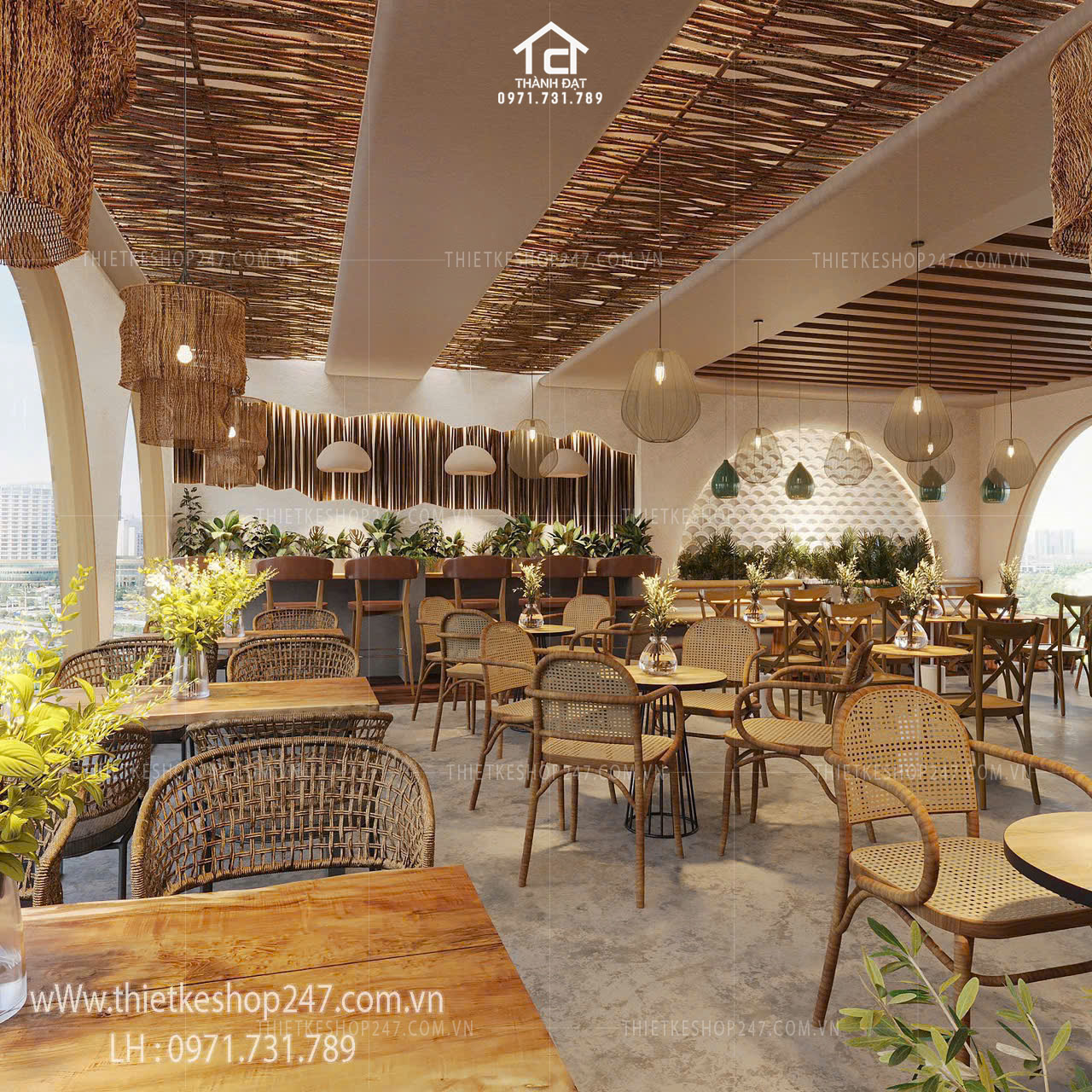 Thiết kế quán cafe đẹp ấn tượng với không gian sang trọng