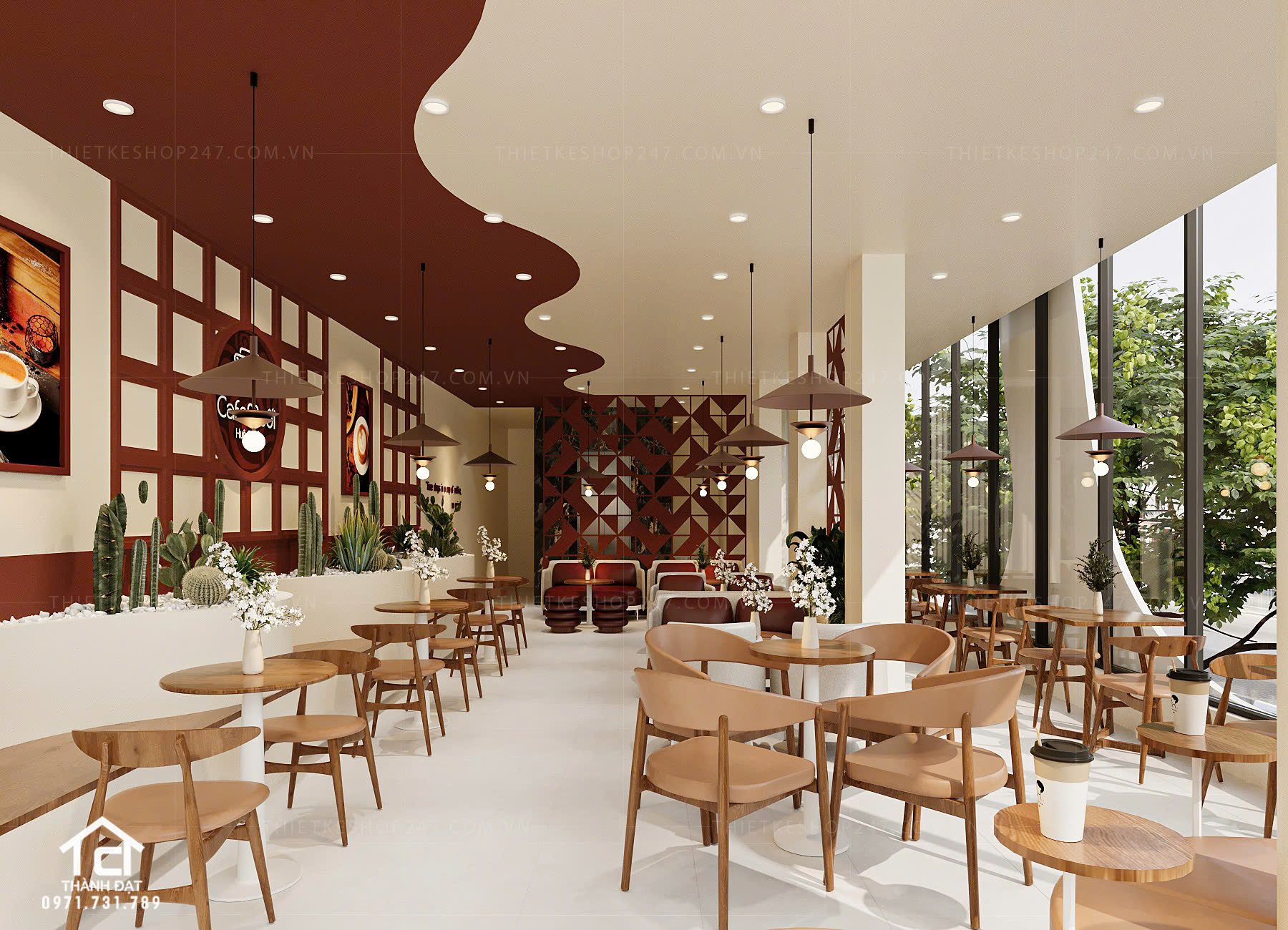 thiết kế quán cafe đẹp xinh