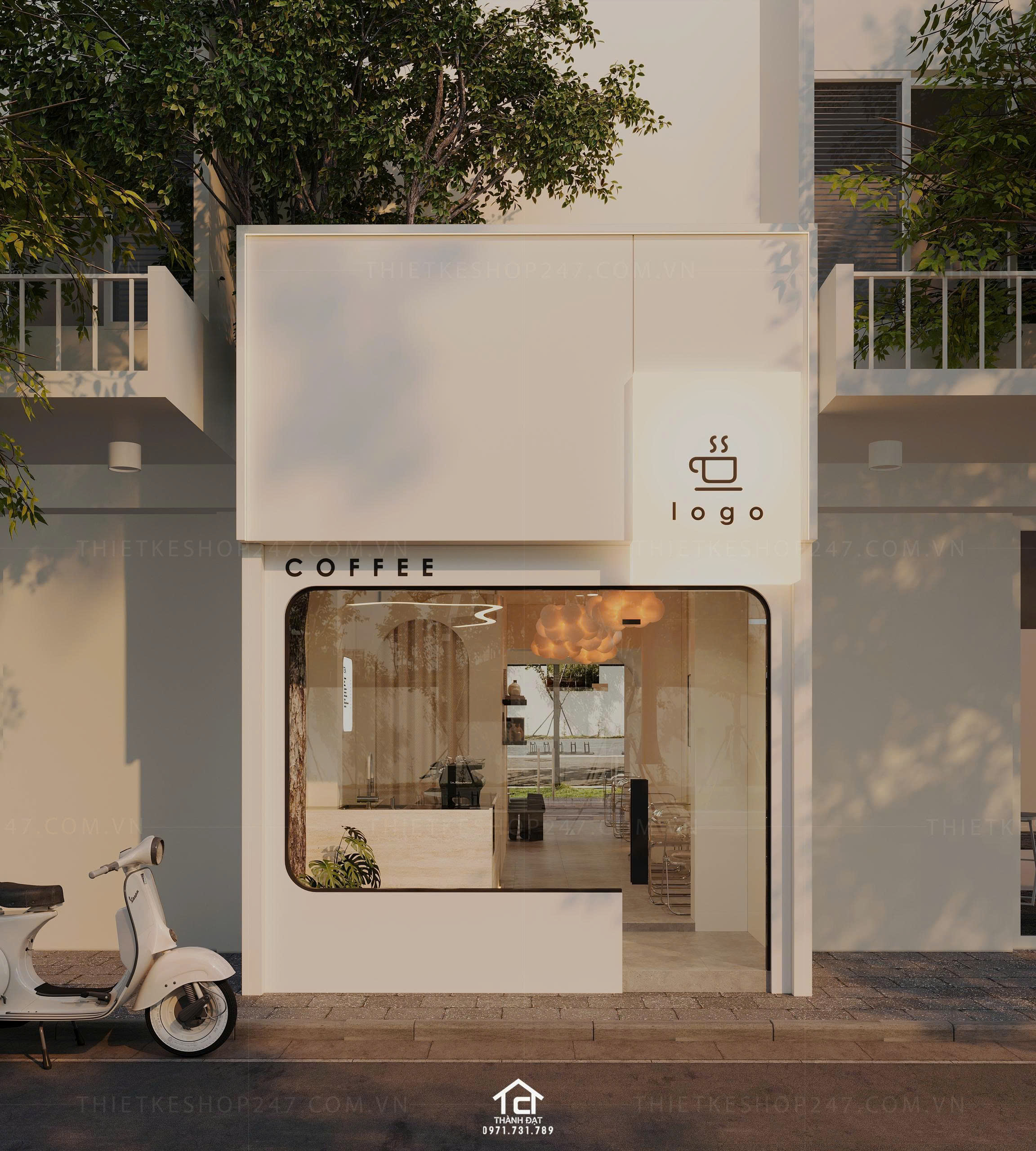 thiết kế quán cafe đẹp xinh