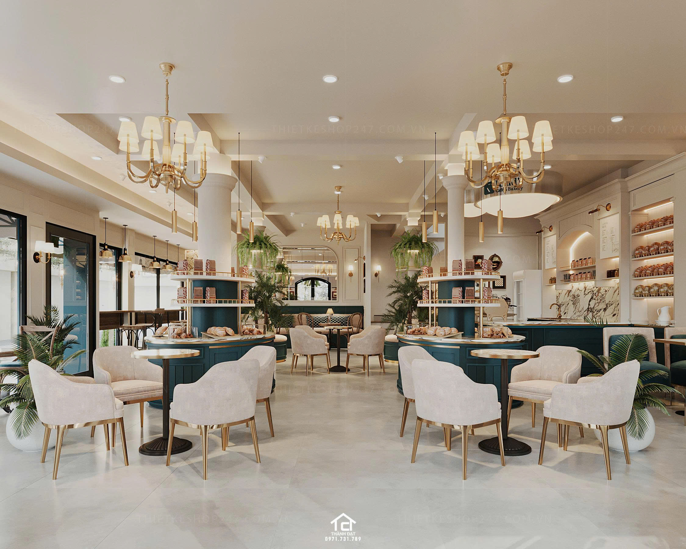 thiết kế quán cafe đẹp xinh