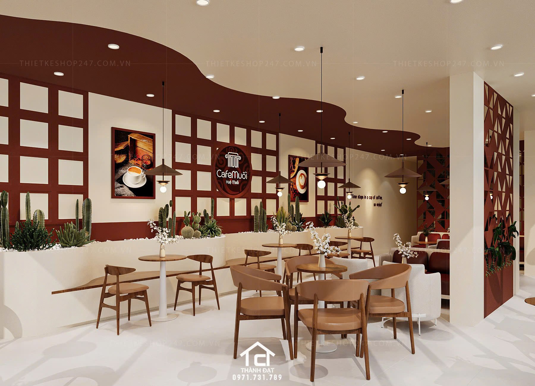 thiết kế quán cafe bắt mắt