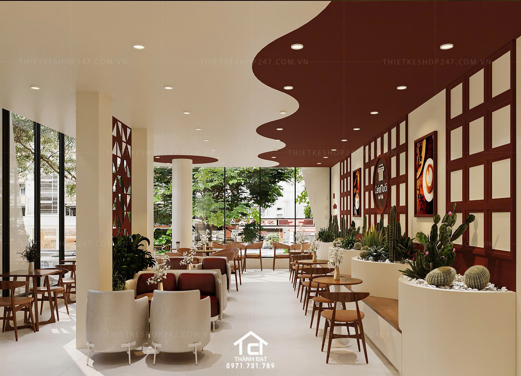 thiết kế quán cafe nổi bật