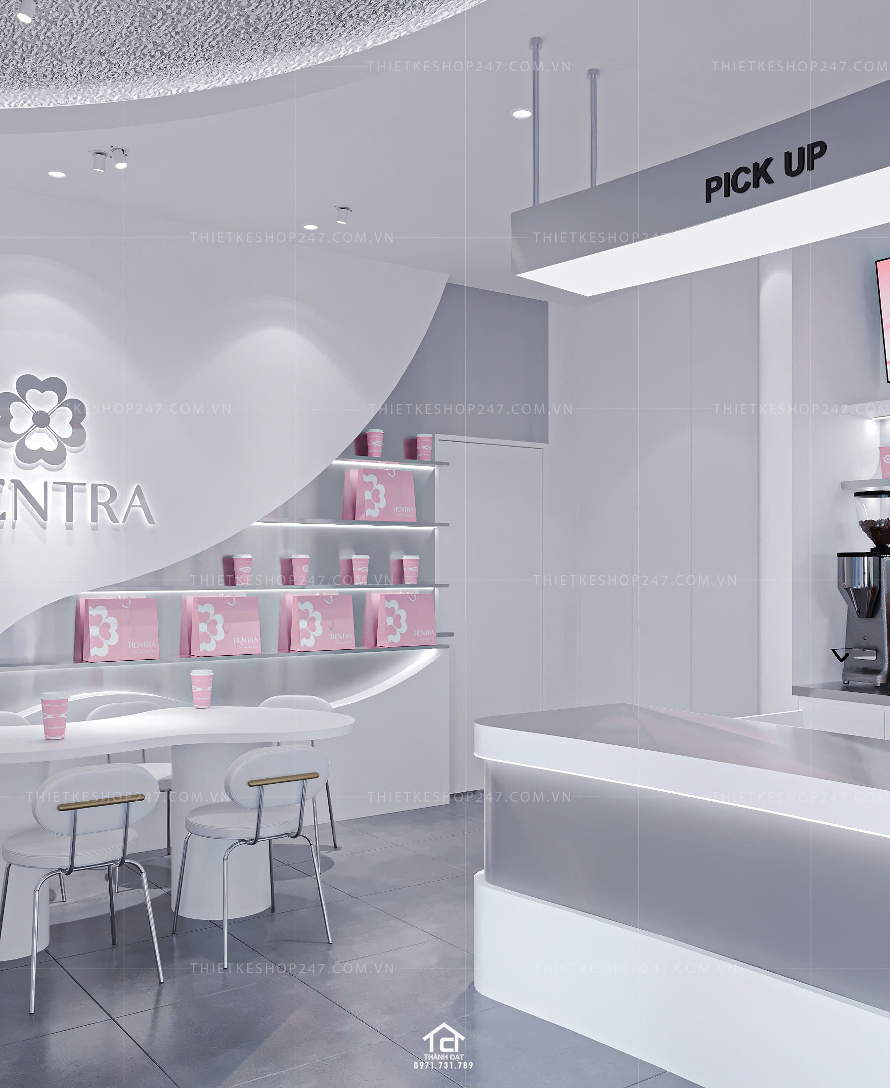 thiết kế quán trà sữa đẹp hài hòa