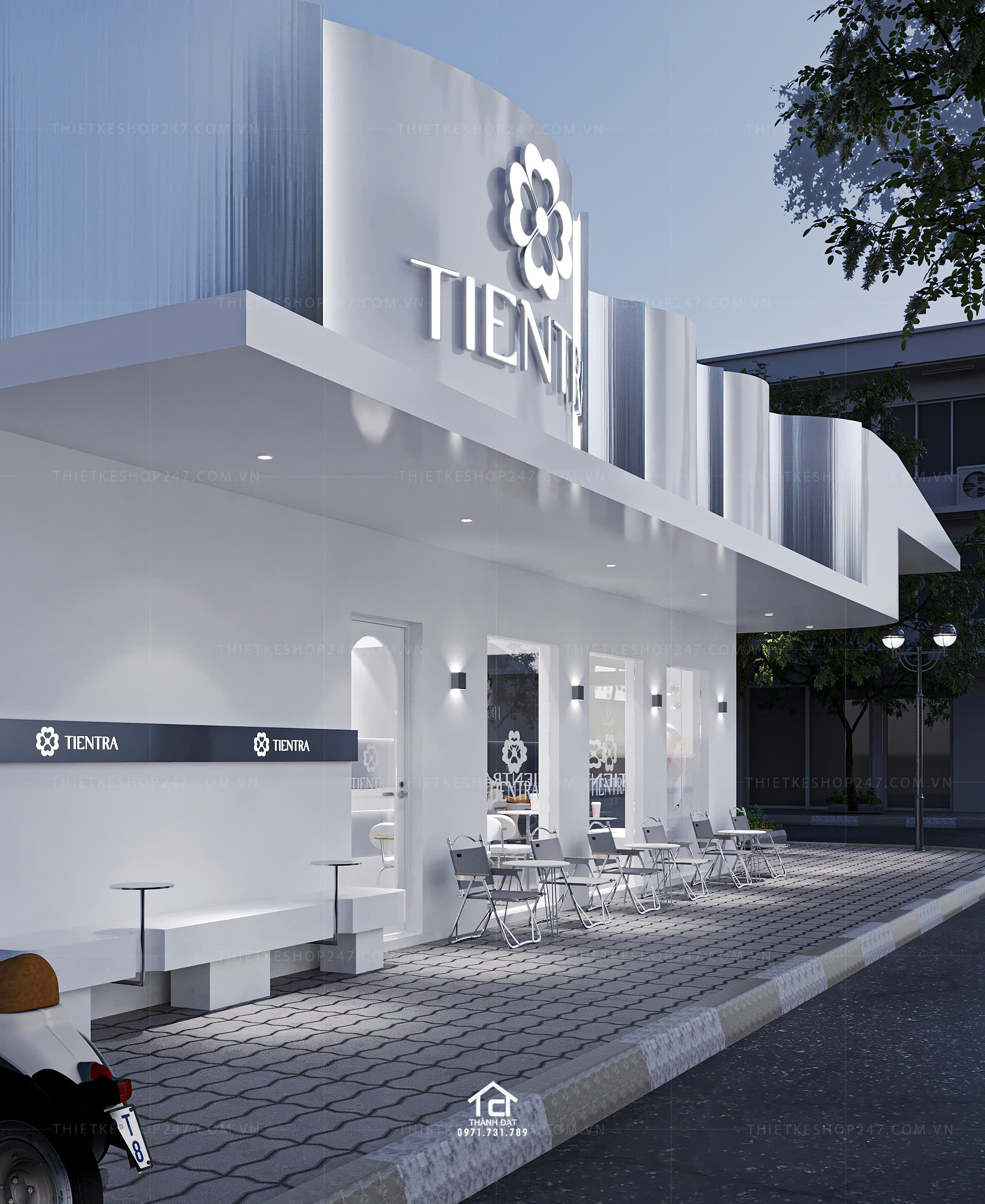 thiết kế quán trà sữa đẹp hiện đại