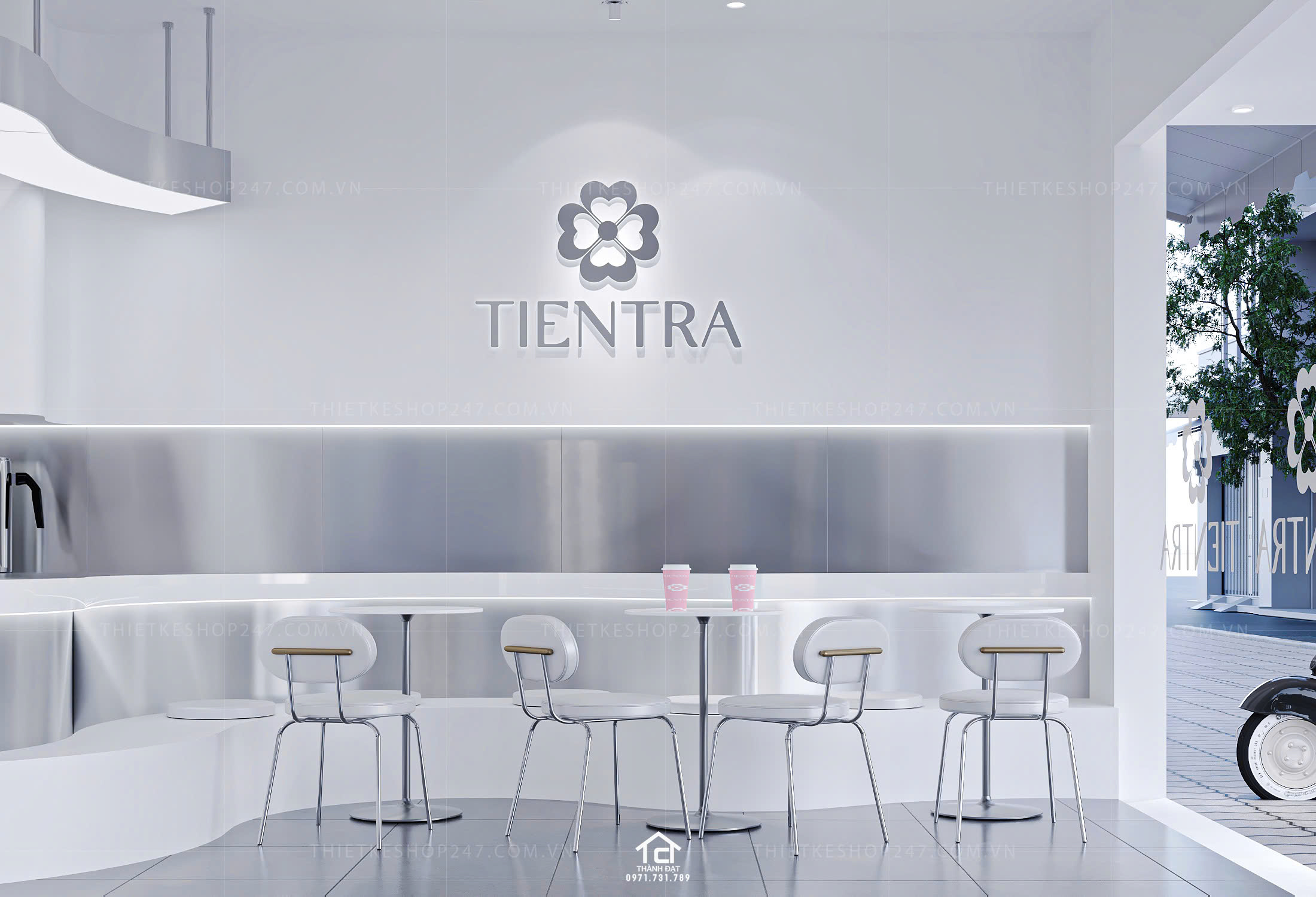 thiết kế quán trà sữa đẹp sang chảnh