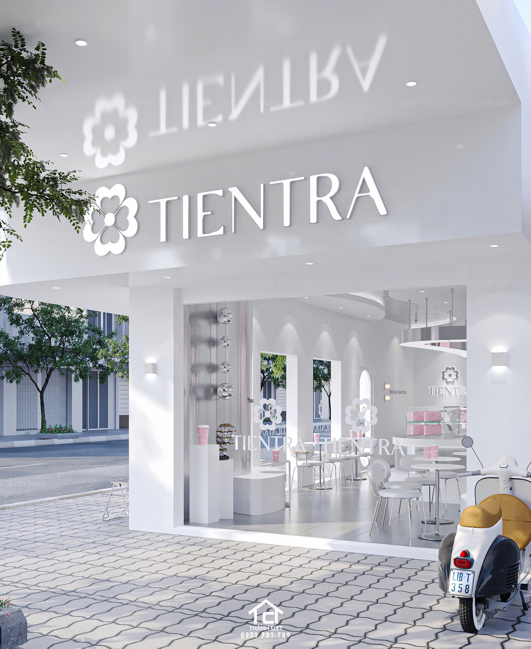 thiết kế quán trà sữa đẹp thu hút