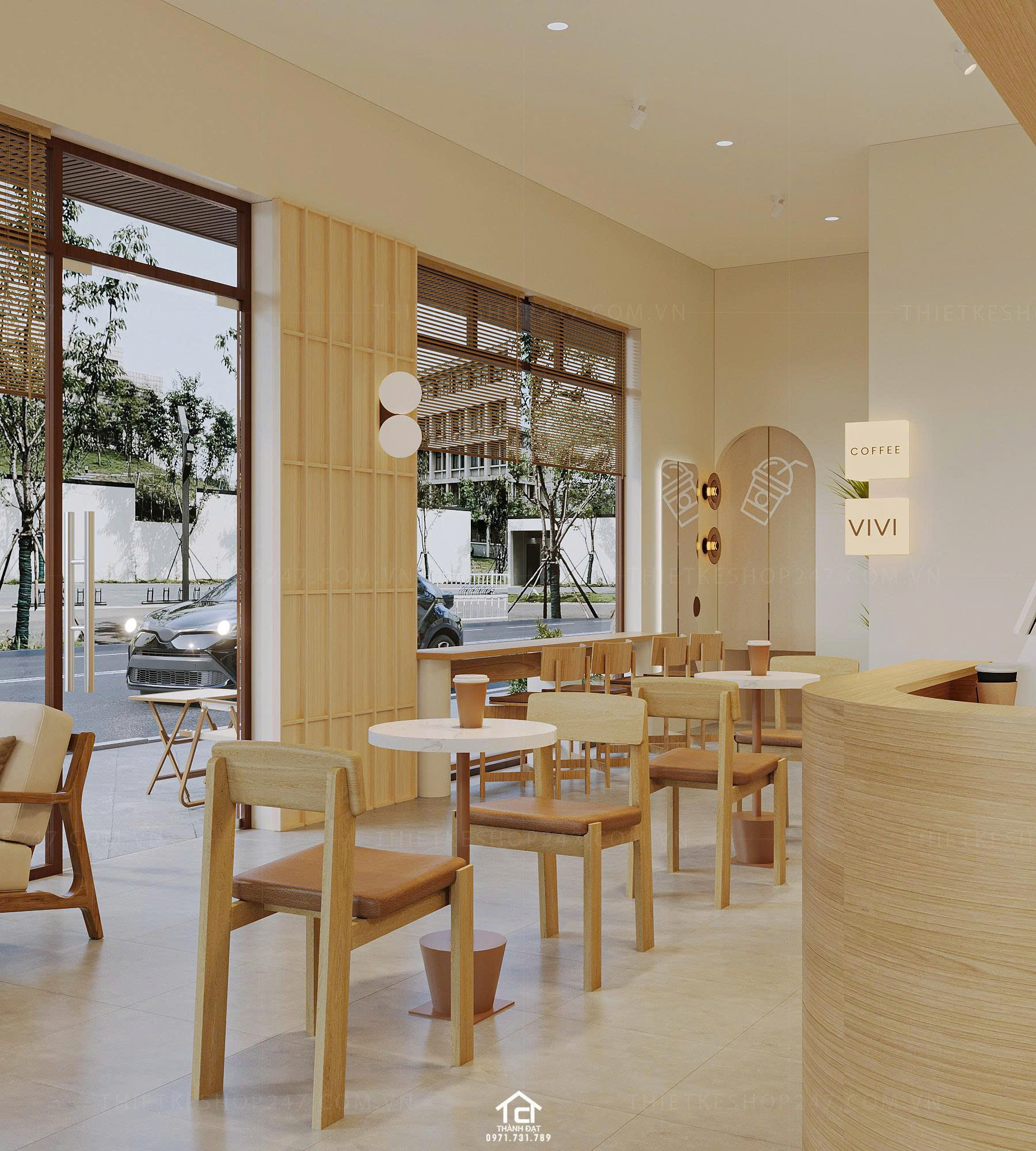 thiết kế quán trà sữa đẹp trẻ trung