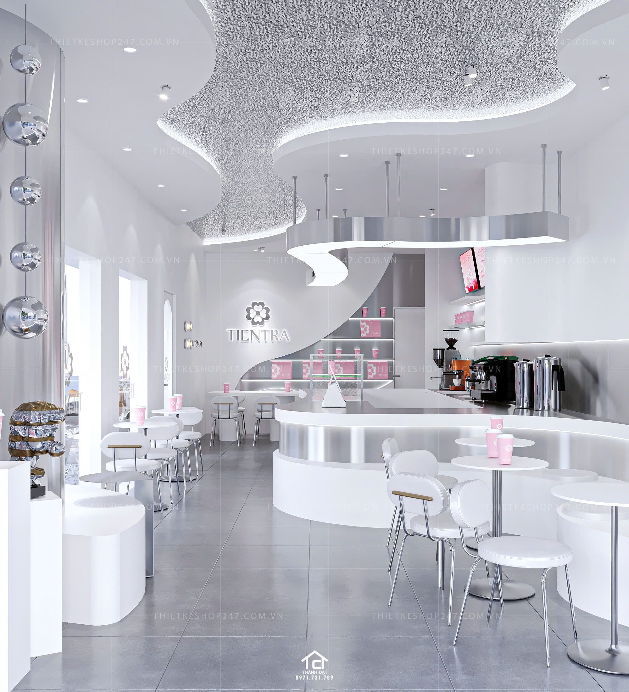 thiết kế quán trà sữa đẹp ấn tượng