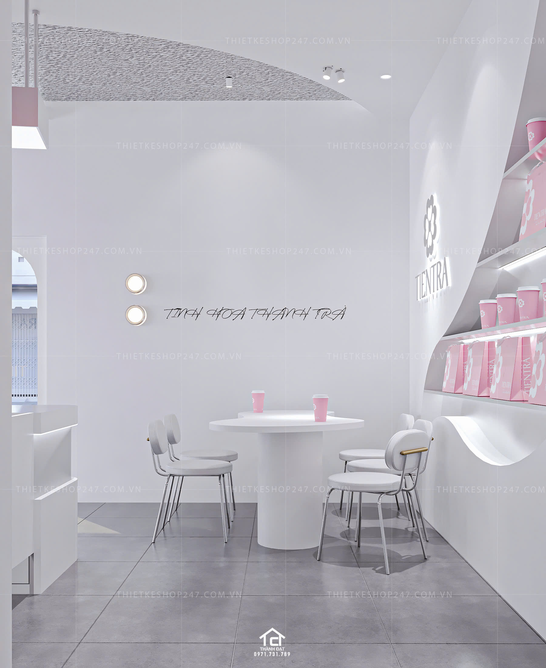 thiết kế quán trà sữa nhỏ xinh