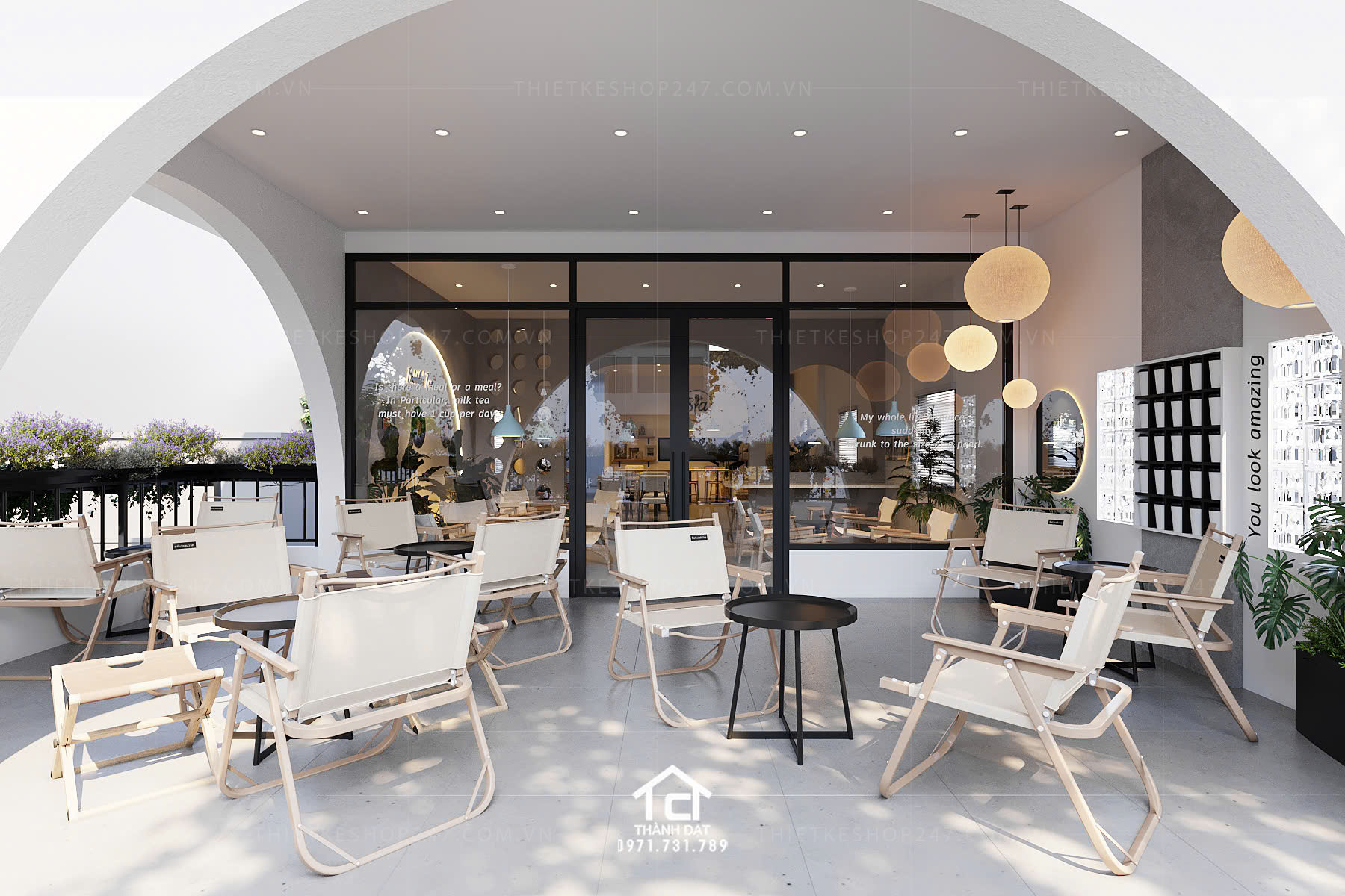 thiết kế quán trà sữa, cafe đẹp ấn tượng
