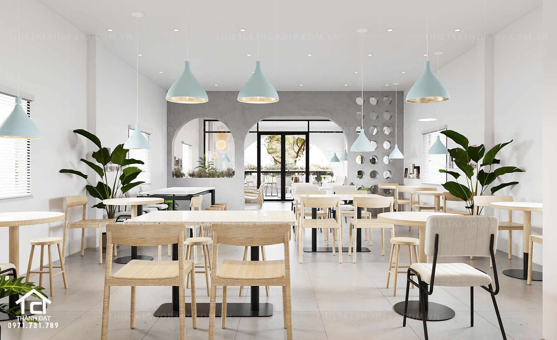 thiết kế quán trà sữa, cafe đẹp bắt mắt
