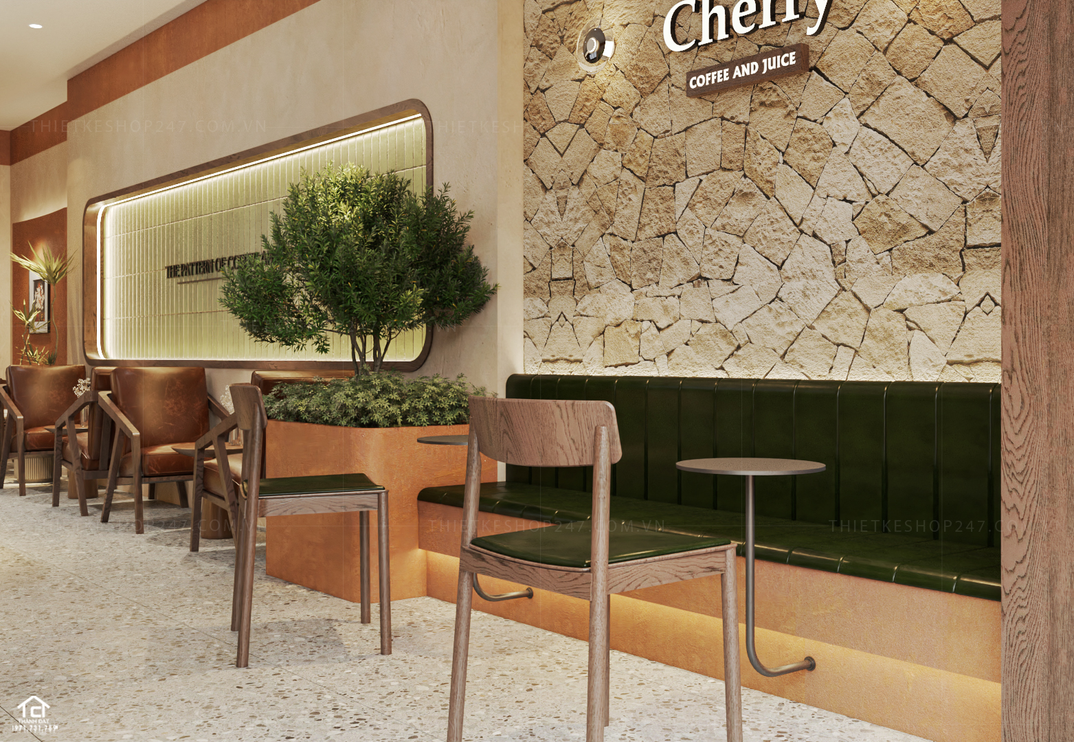 thiết kế quán trà sữa, cafe đẹp bắt mắt