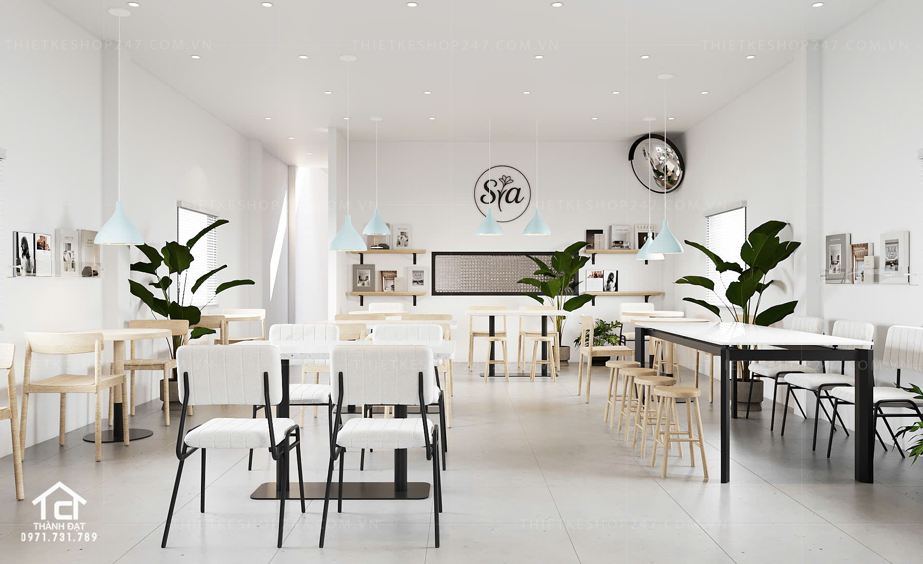thiết kế quán trà sữa, cafe đẹp hiện đại