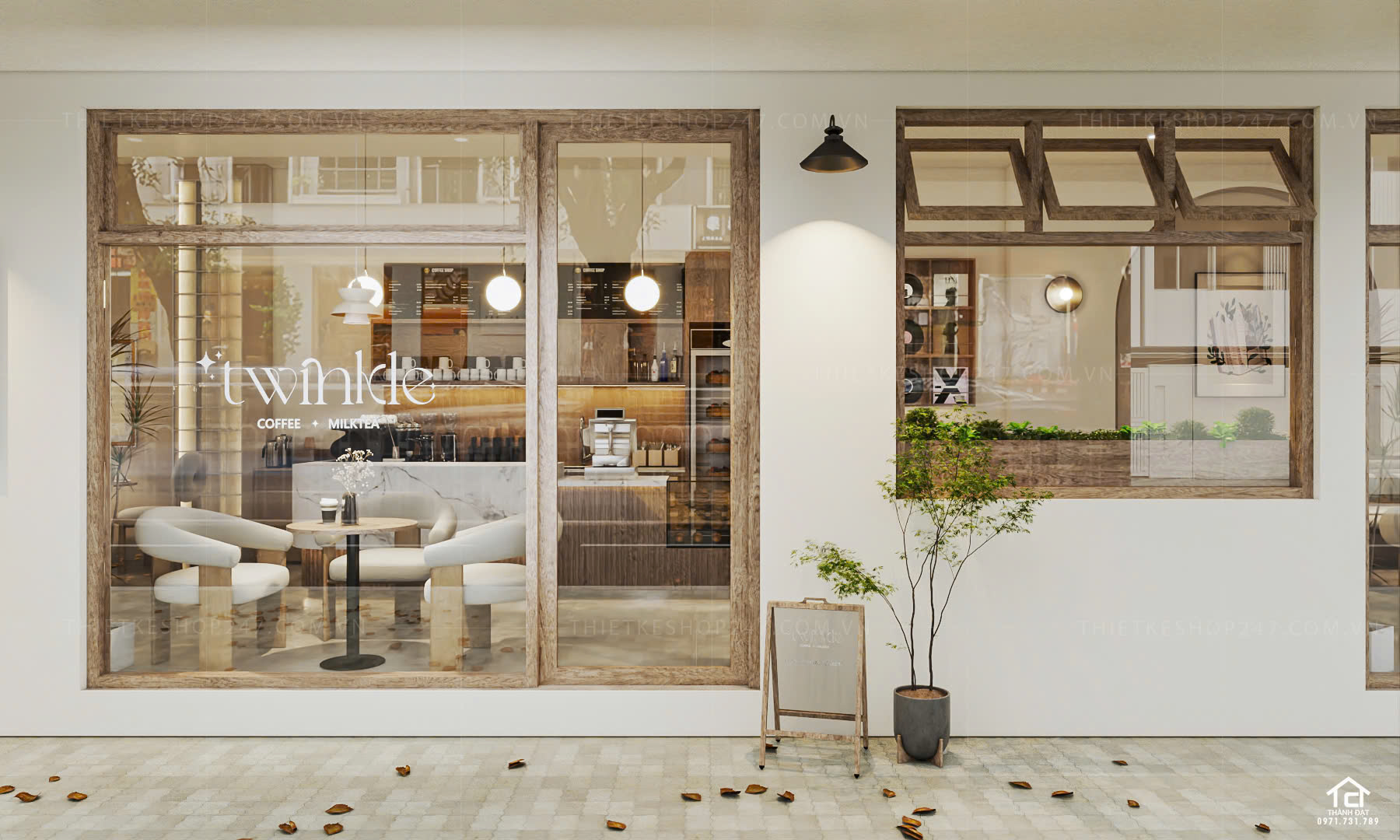 Thiết kế quán trà sữa, cafe đẹp hiện đại