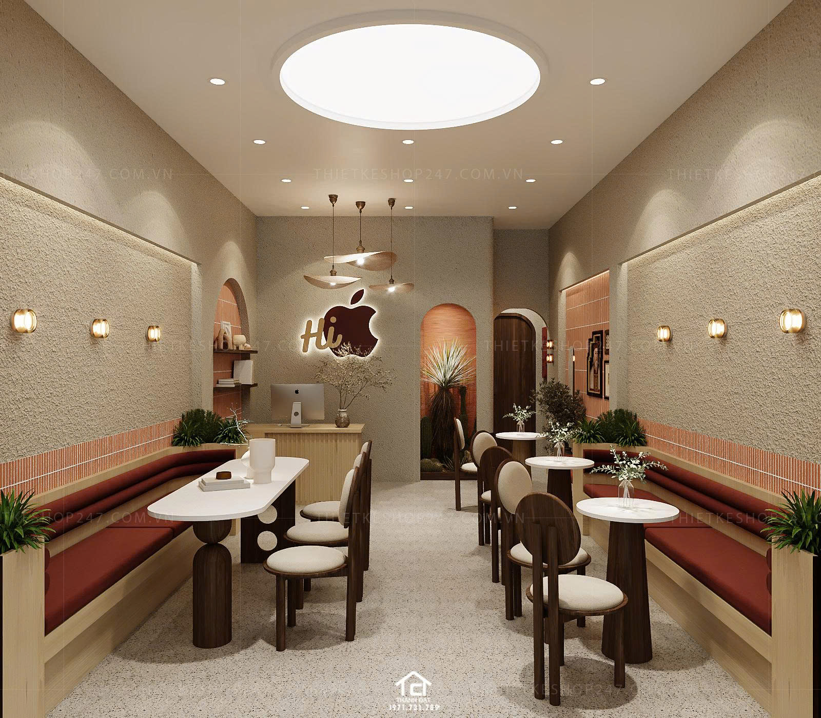 thiết kế quán trà sữa, cafe đẹp hiện đại