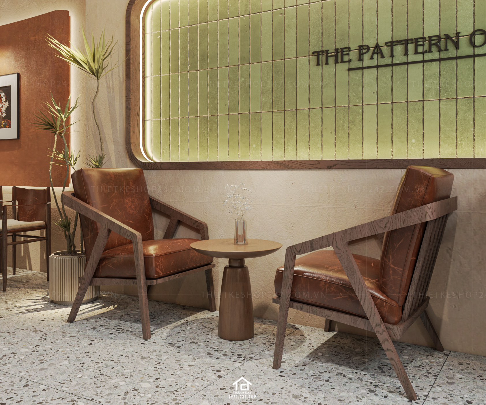 thiết kế quán trà sữa, cafe đẹp màu sắc