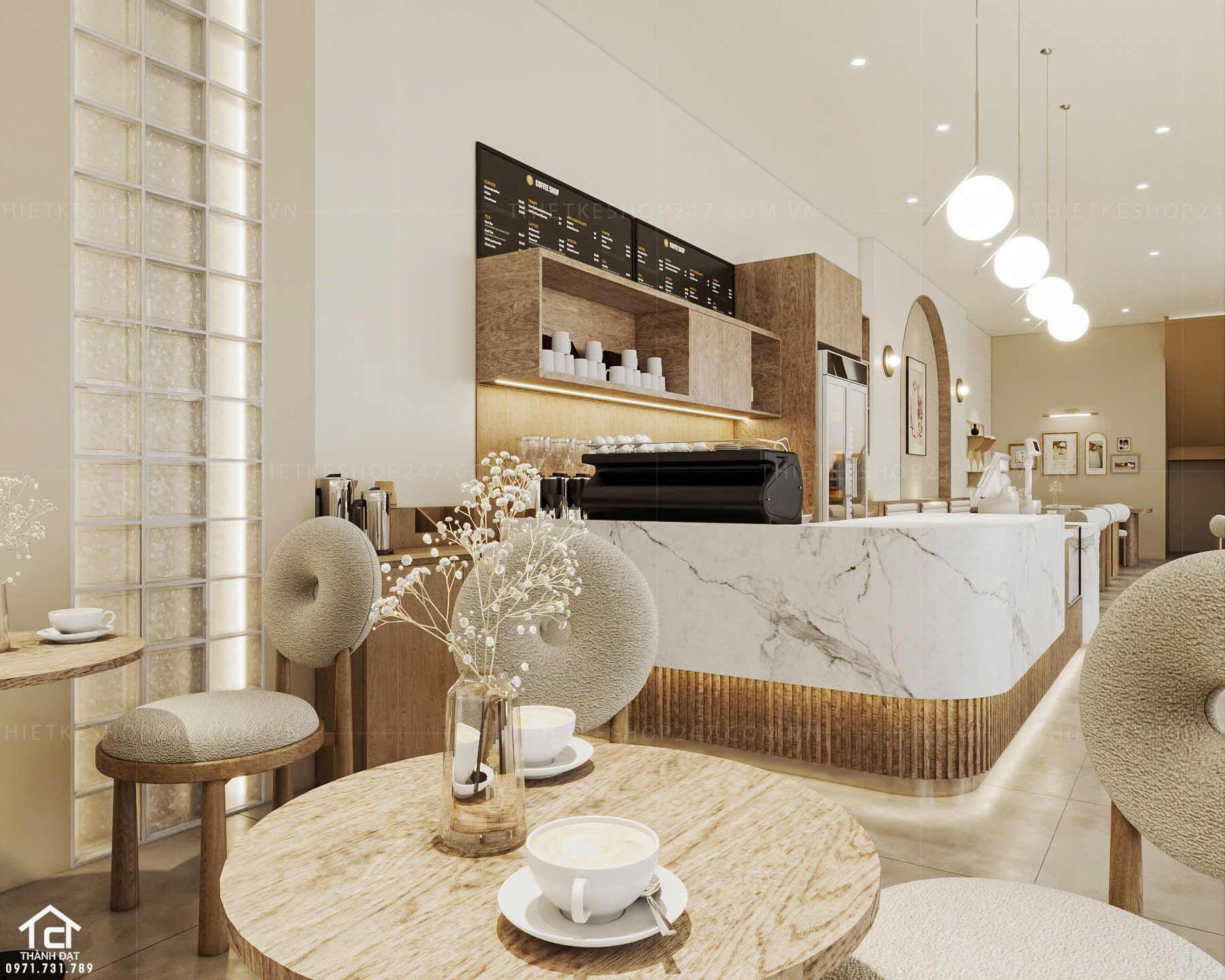 Thiết kế quán trà sữa, cafe đẹp nổi bật