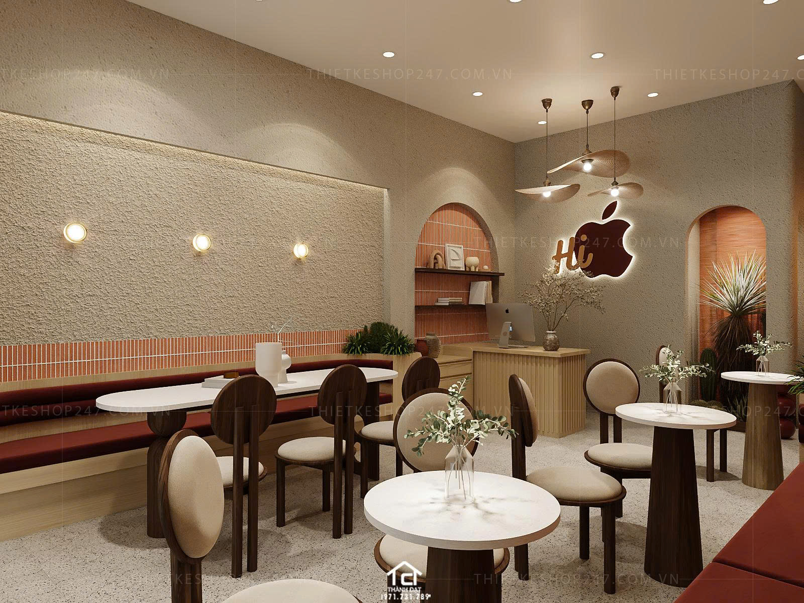 thiết kế quán trà sữa, cafe đẹp nổi bật