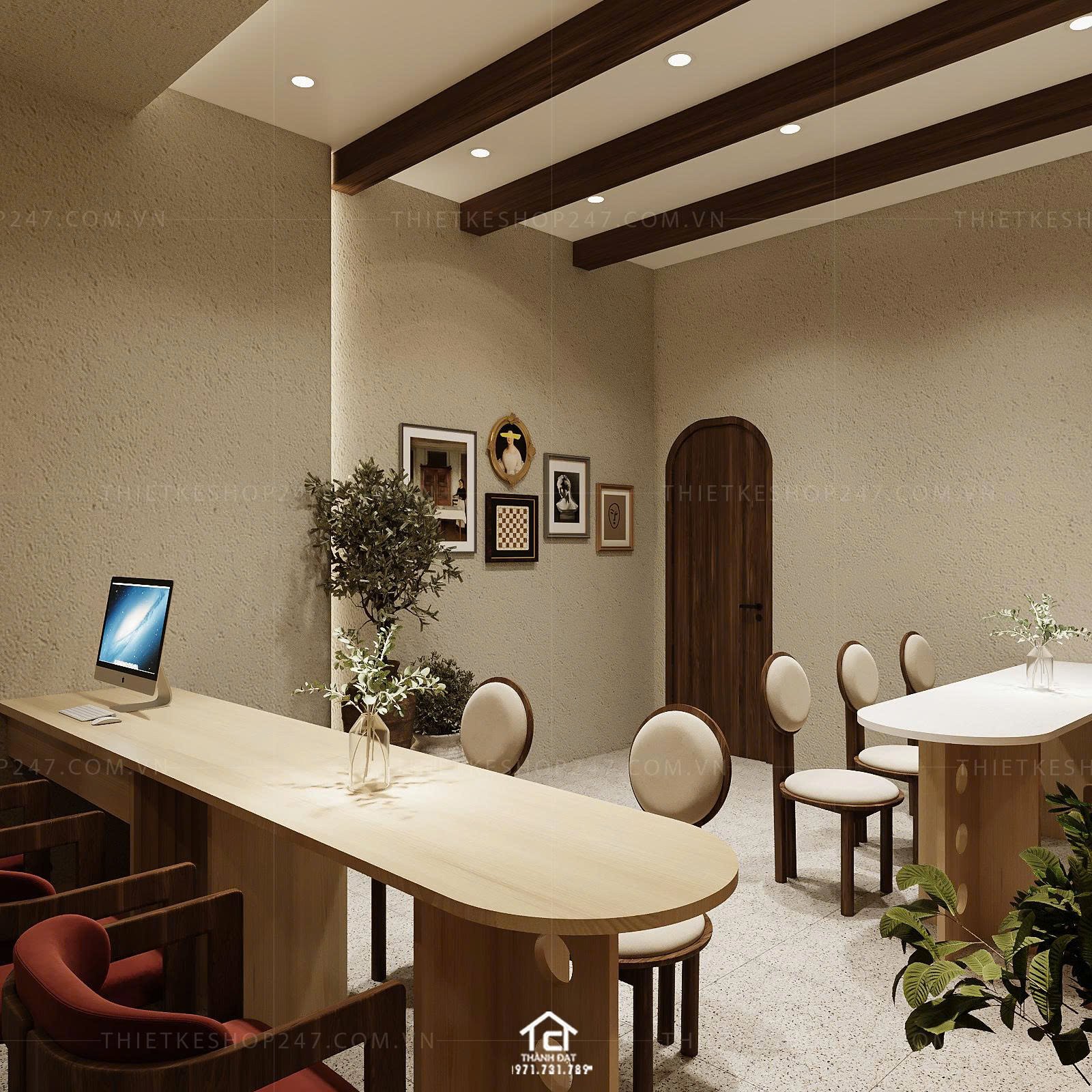 thiết kế quán trà sữa, cafe đẹp nhẹ nhàng