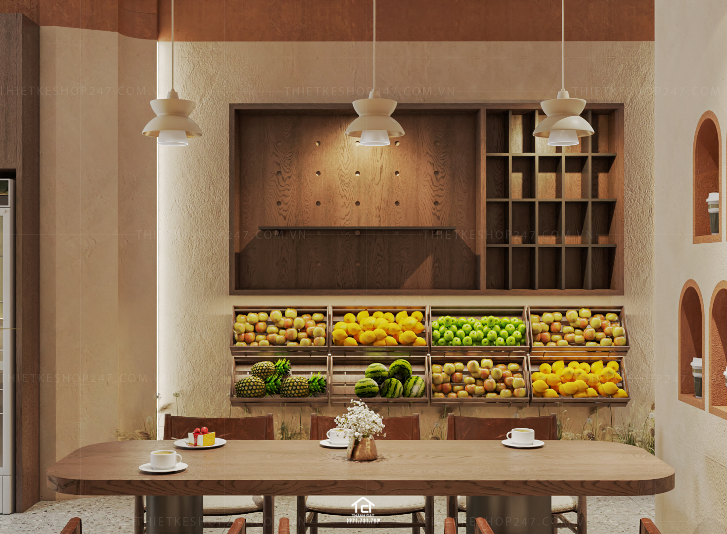 thiết kế quán trà sữa, cafe đẹp sang chảnh