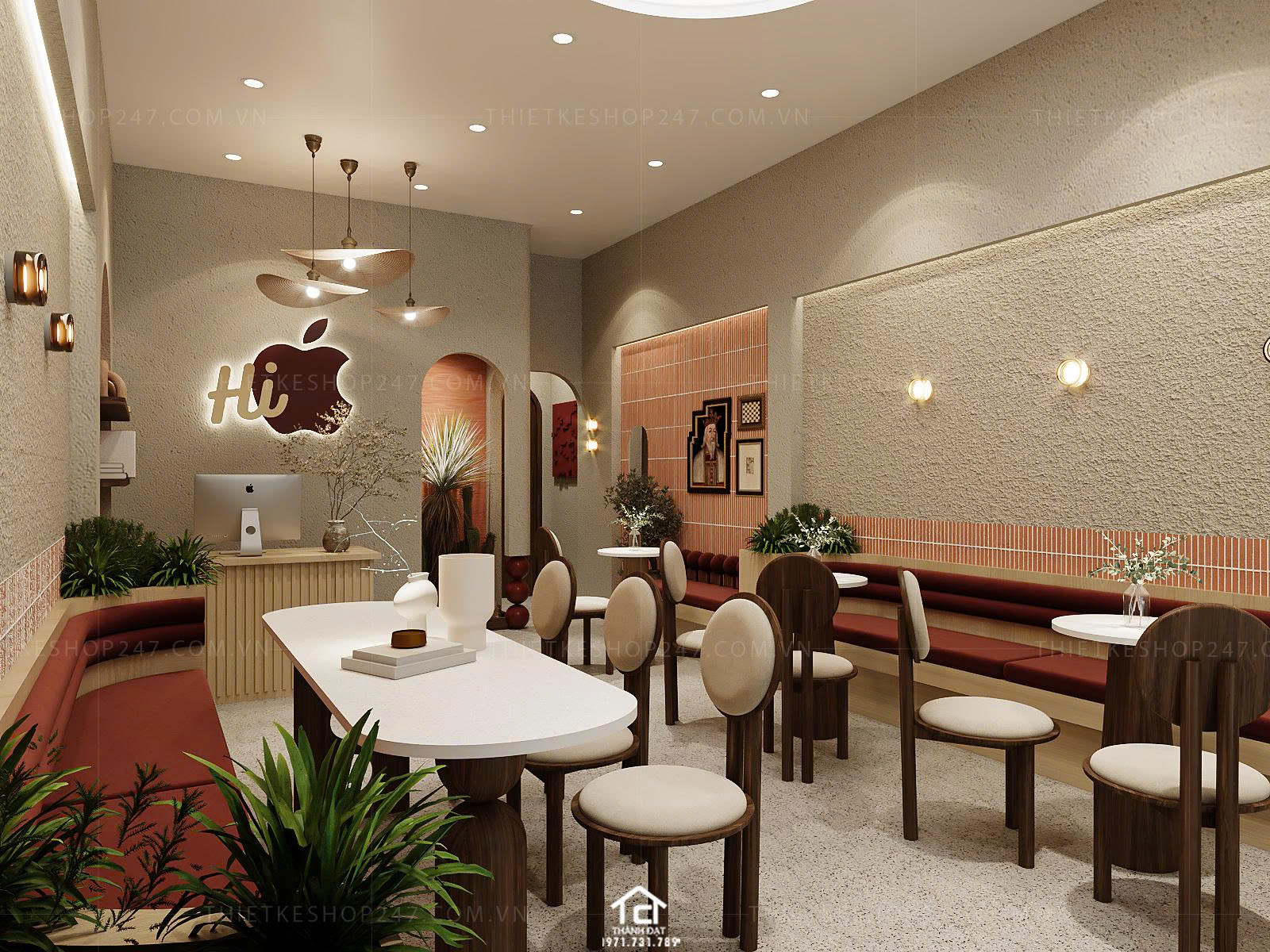 thiết kế quán trà sữa, cafe đẹp sang trọng