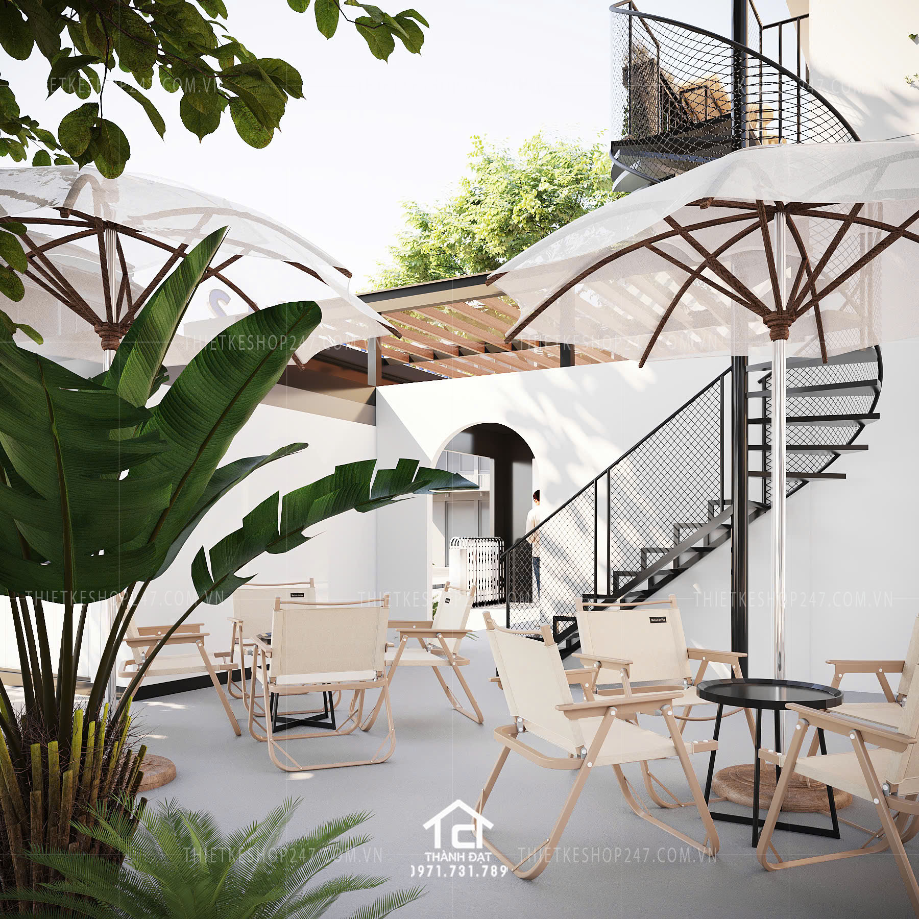 thiết kế quán trà sữa, cafe đẹp sinh động