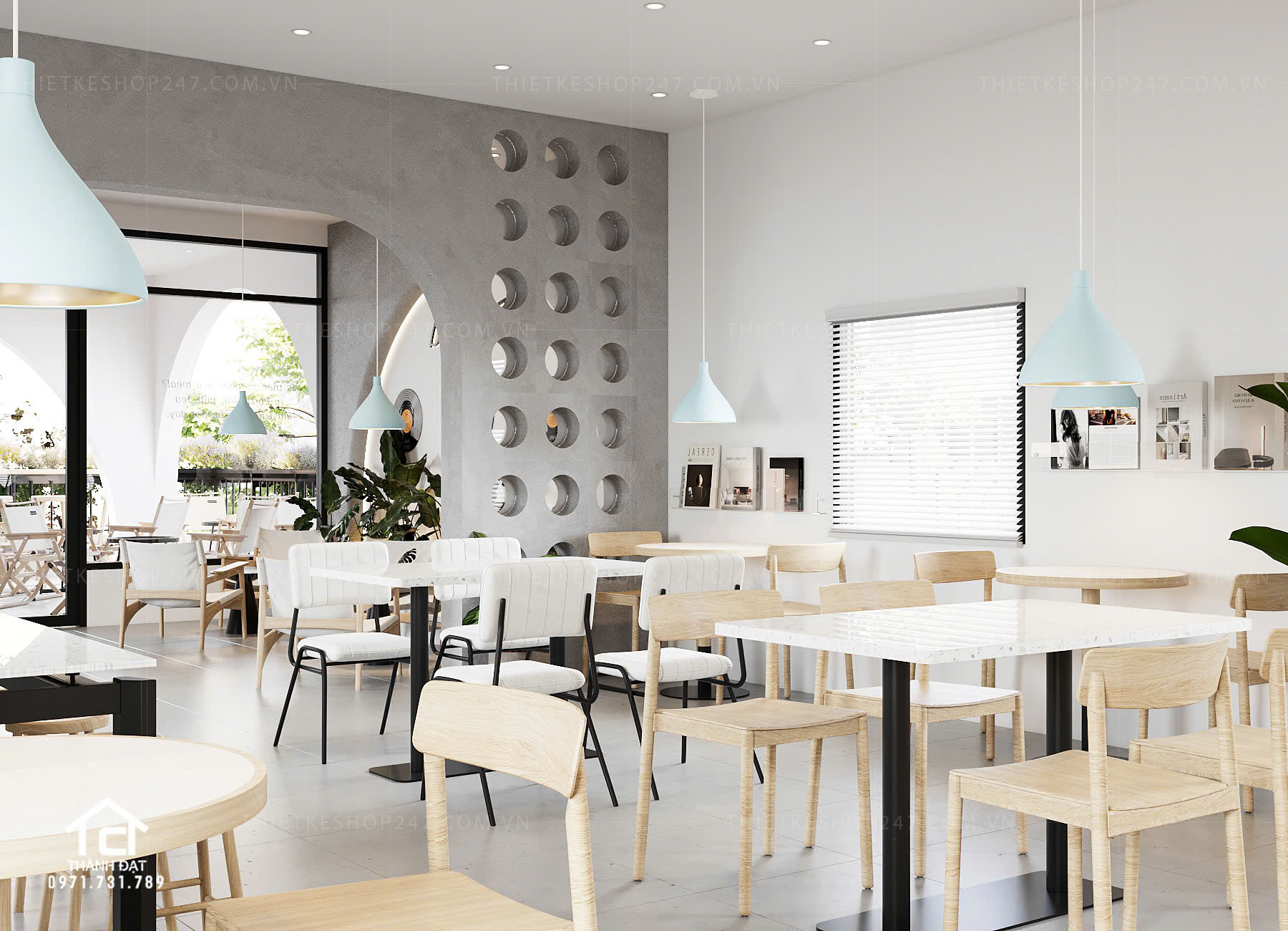 thiết kế quán trà sữa, cafe đẹp thu hút