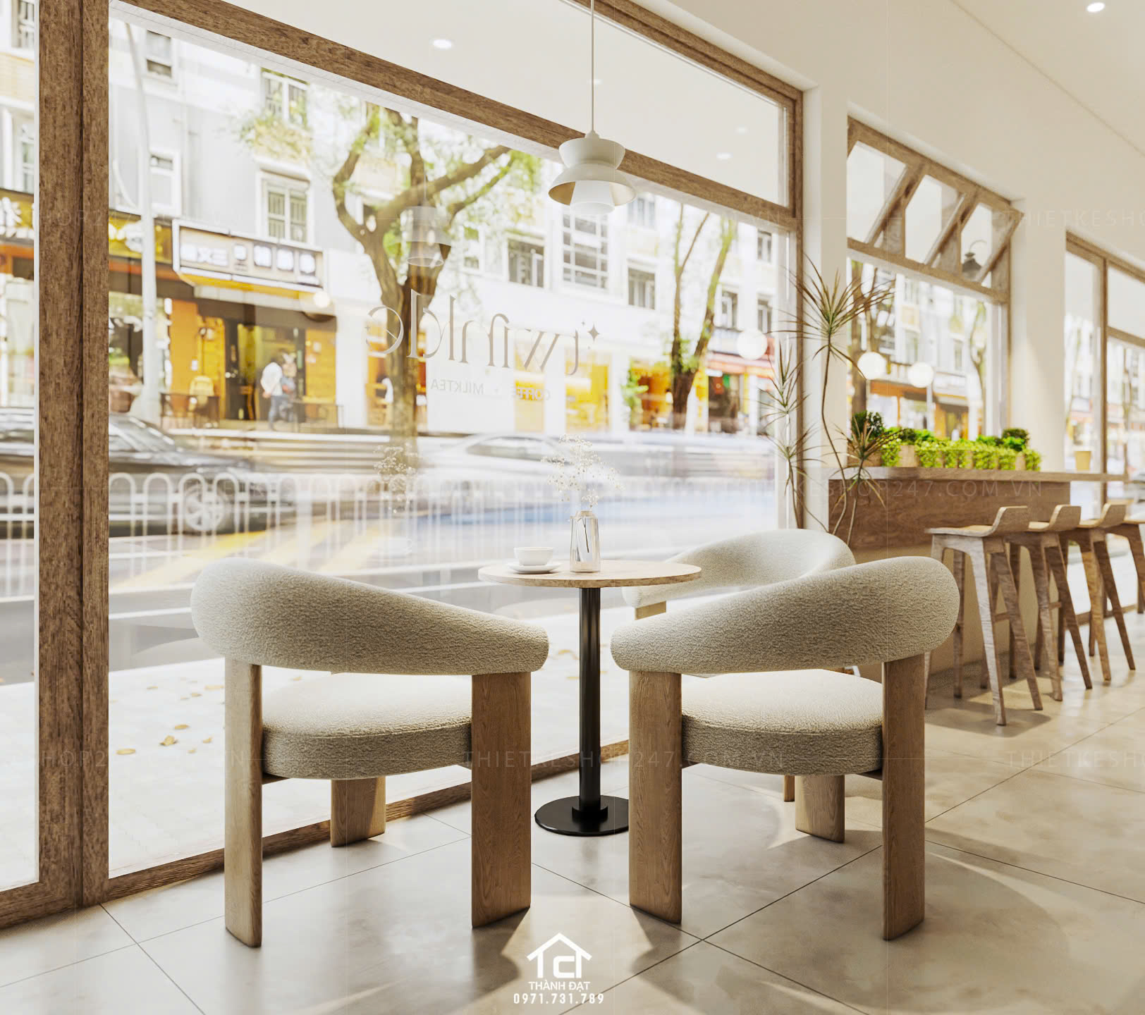 Thiết kế quán trà sữa, cafe đẹp tinh tế
