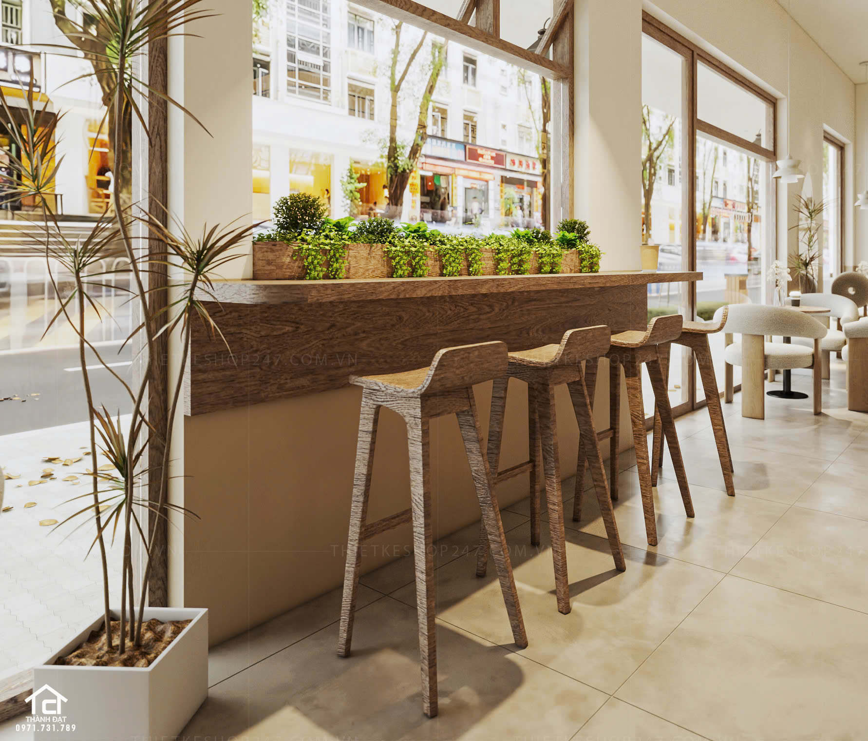 Thiết kế quán trà sữa, cafe đẹp trẻ trung