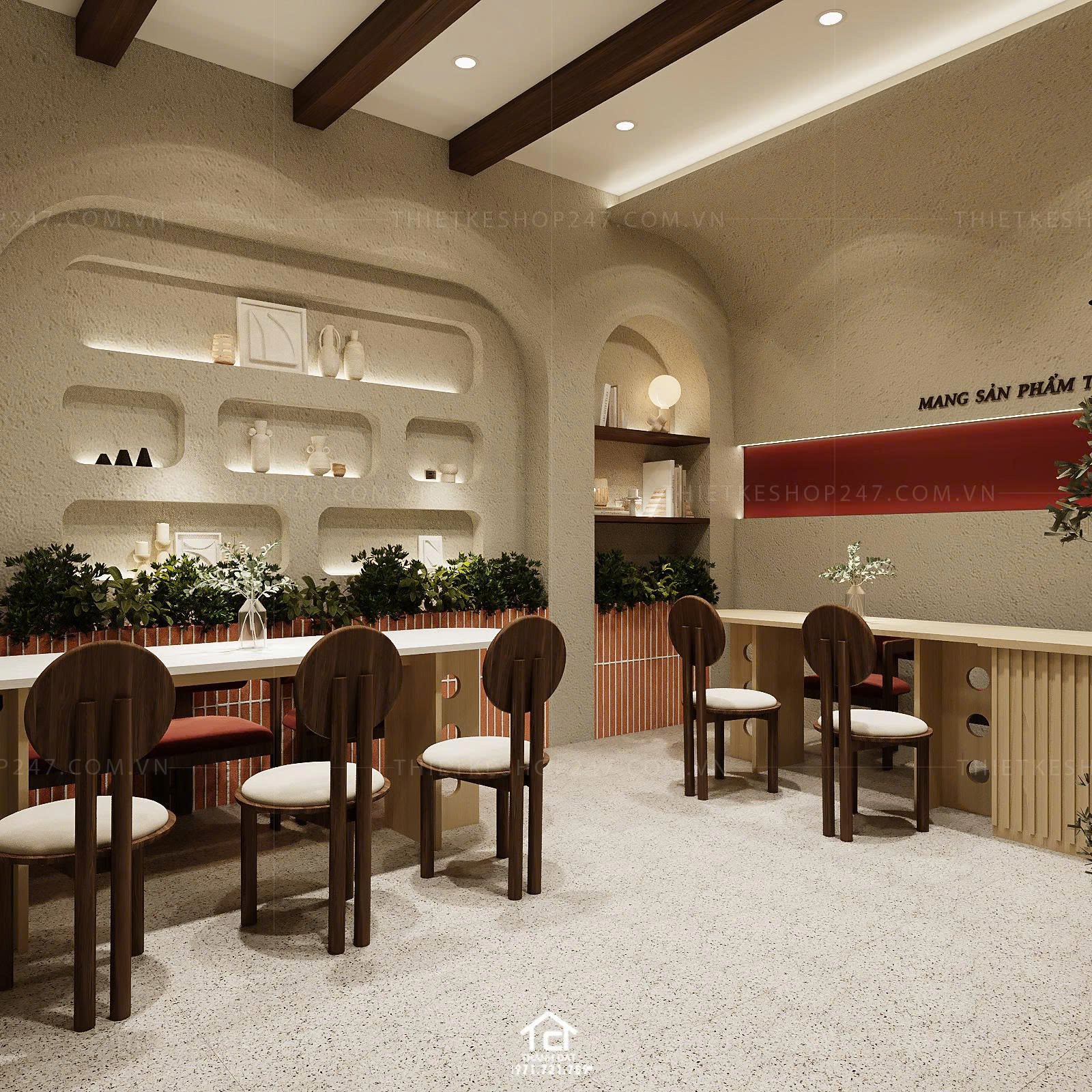 thiết kế quán trà sữa, cafe đẹp trẻ trung